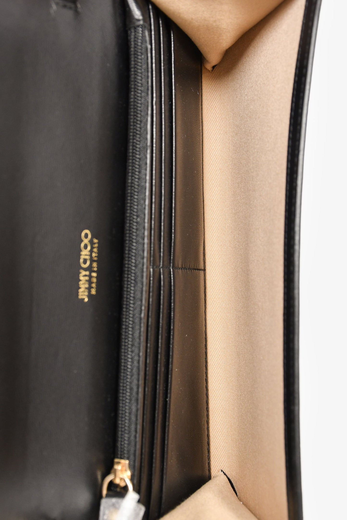 Jimmy Choo Black Patent Leather Milla Wallet on Chain