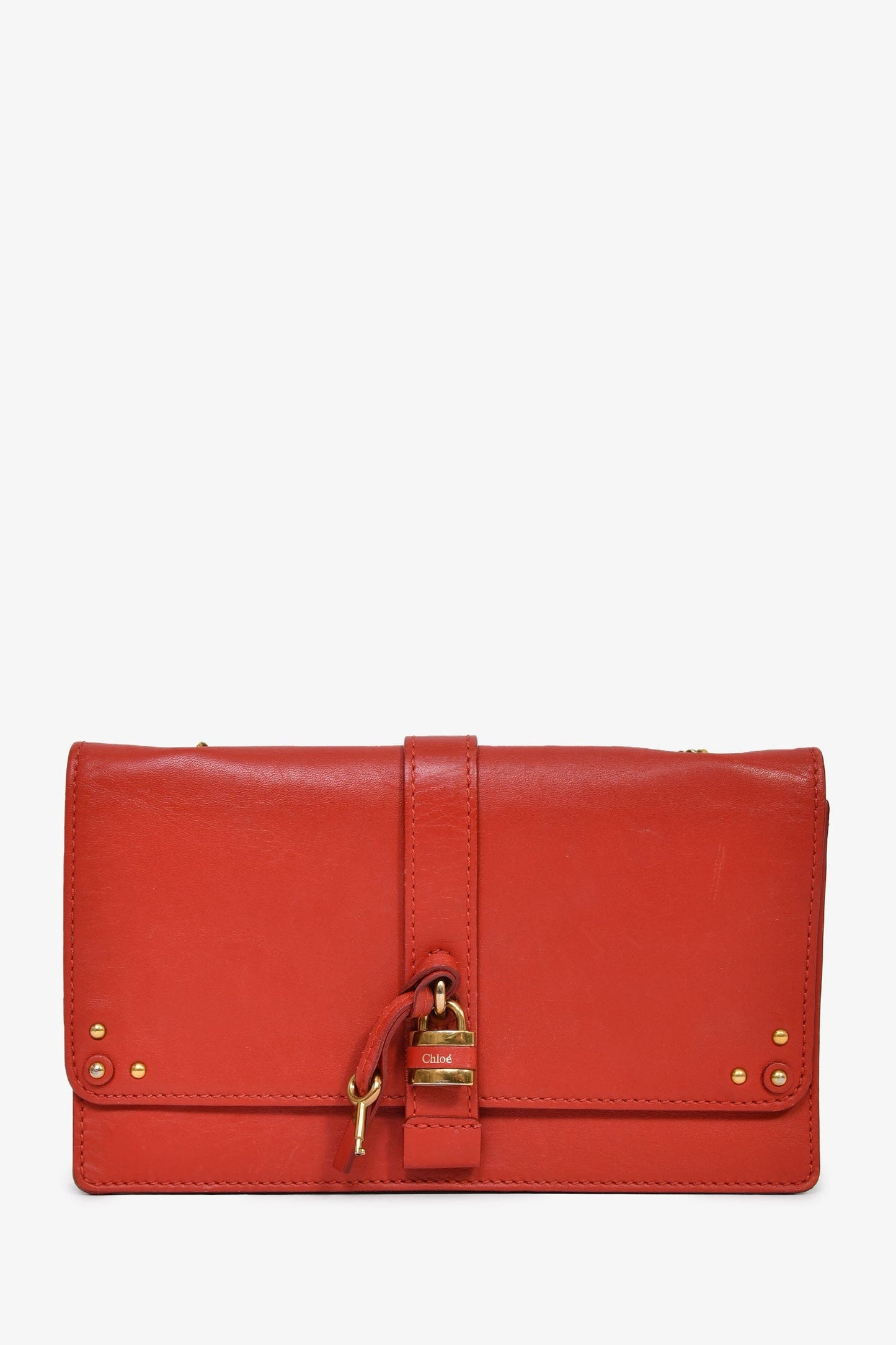 Chloe Red Leather 'Aby' Wallet on Chain