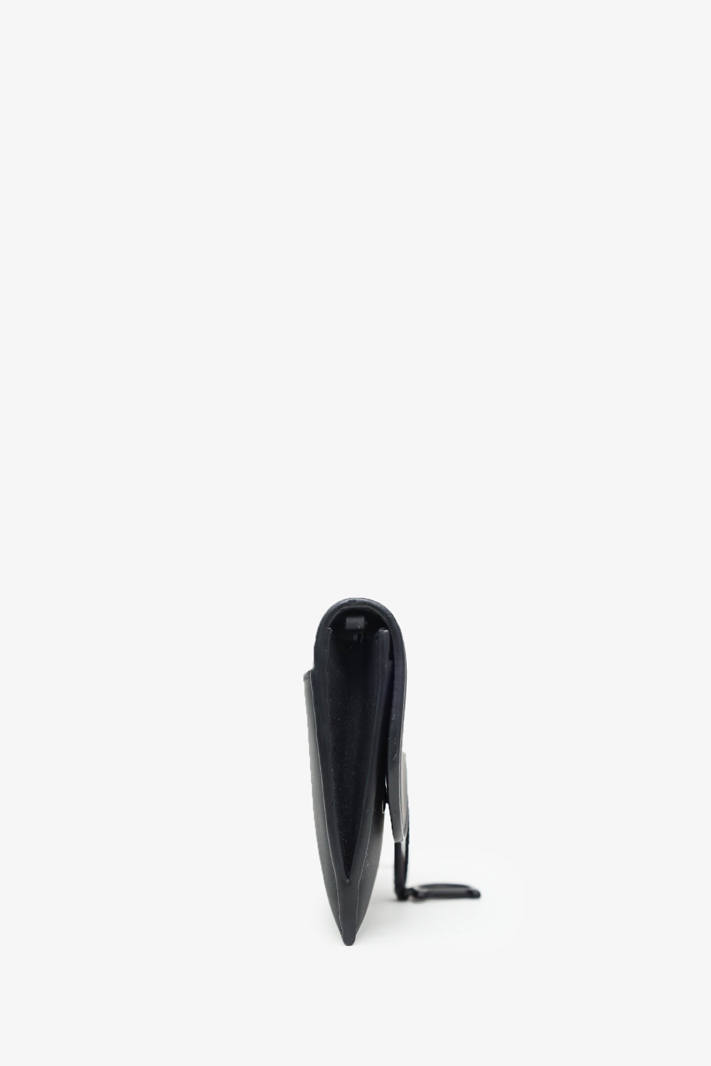 Christian Dior Black Leather Saddle Wallet On Chain Matte Hardware With Pouch