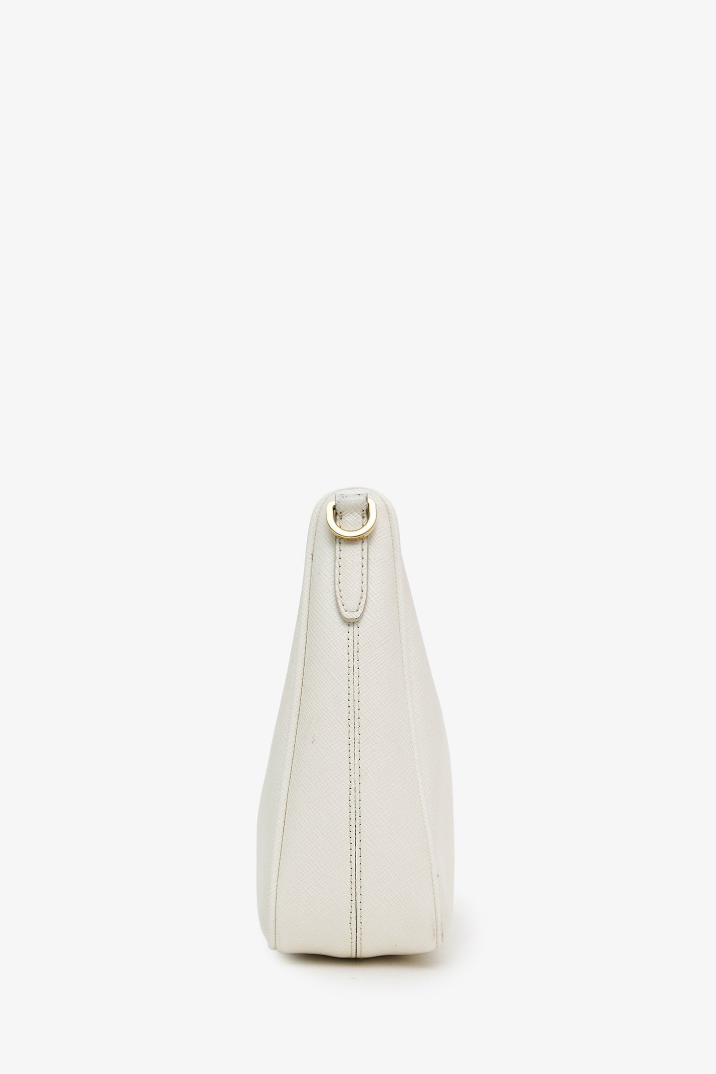 Prada White Saffiano Leather Re-Edition Shoulder Bag with Strap