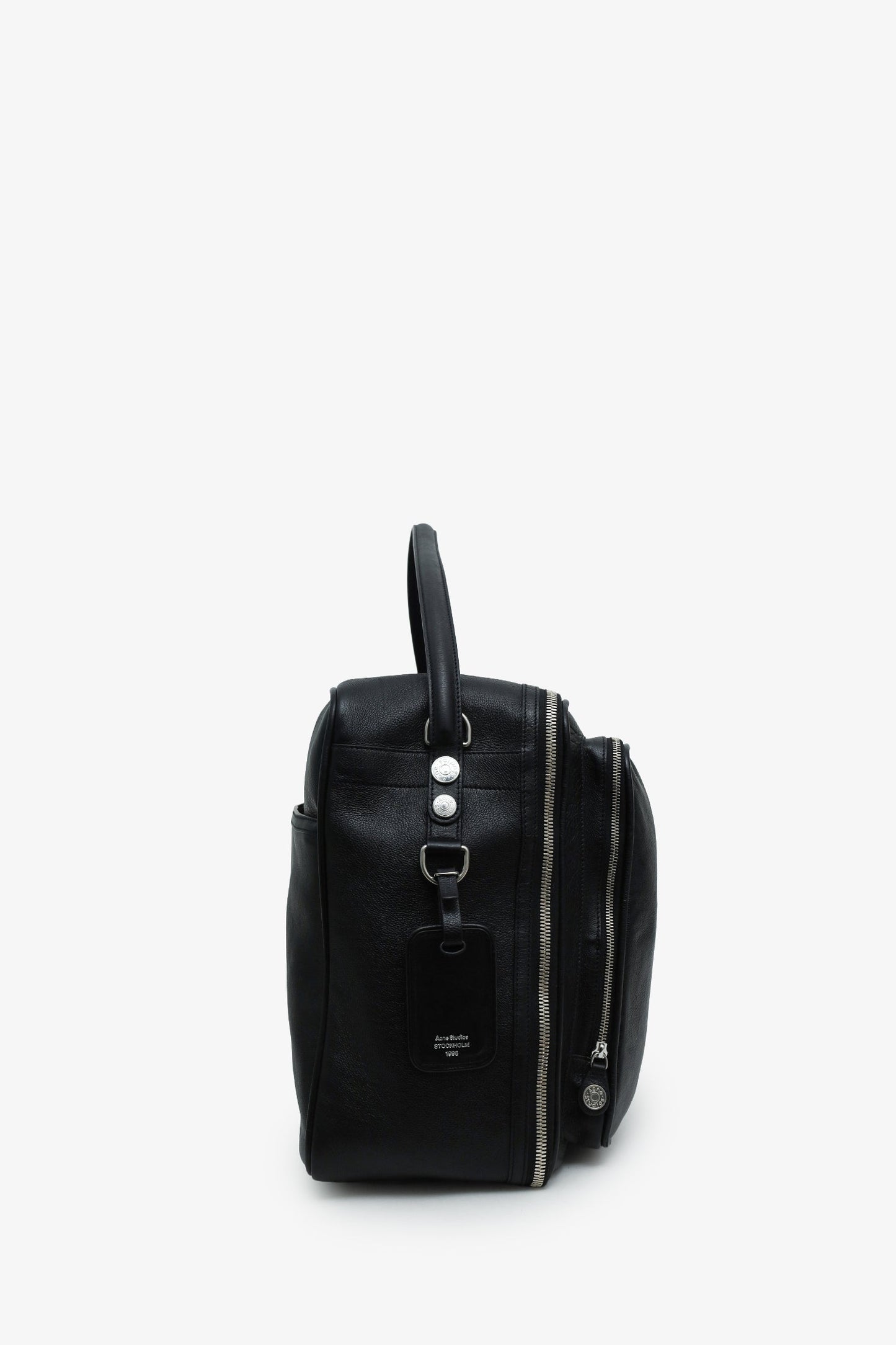 Acne Studios Black Leather Camero Hotel Duffle Bag