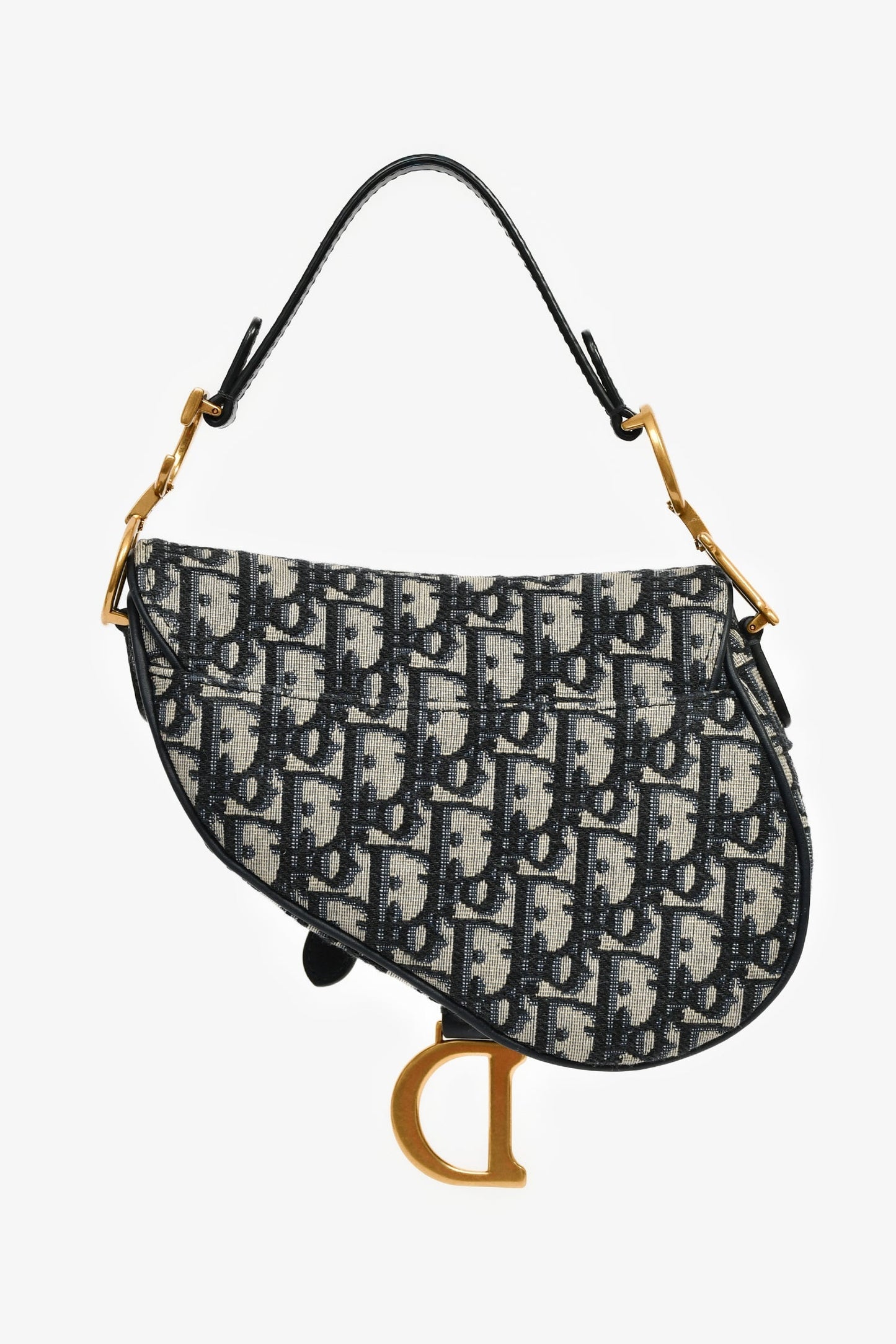 Christian Dior 2020 Blue Oblique Jacquard Mini Saddle Bag with Strap