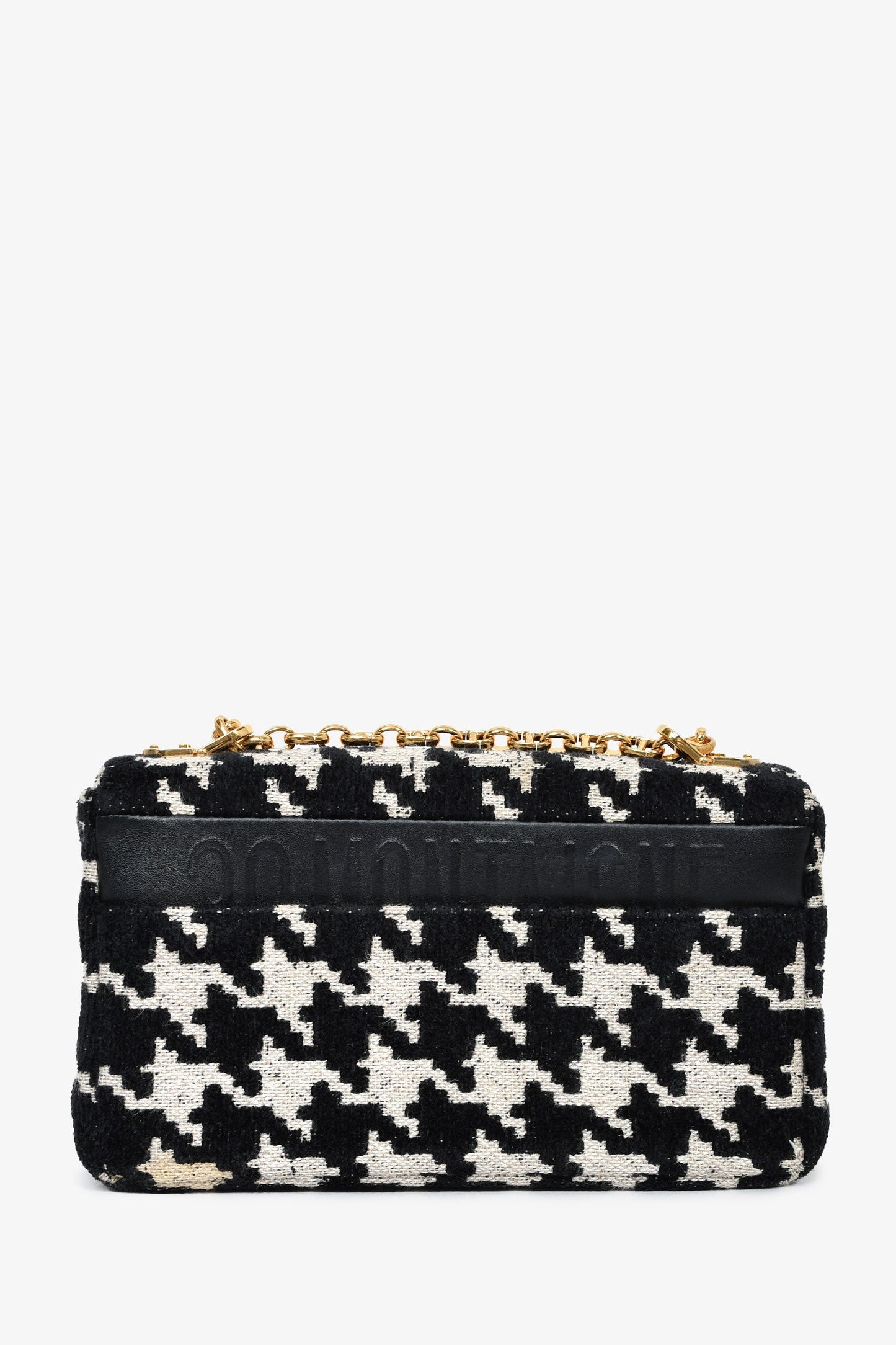 Christian Dior 2021 Black/White Herringbone 'Caro' Shoulder Bag