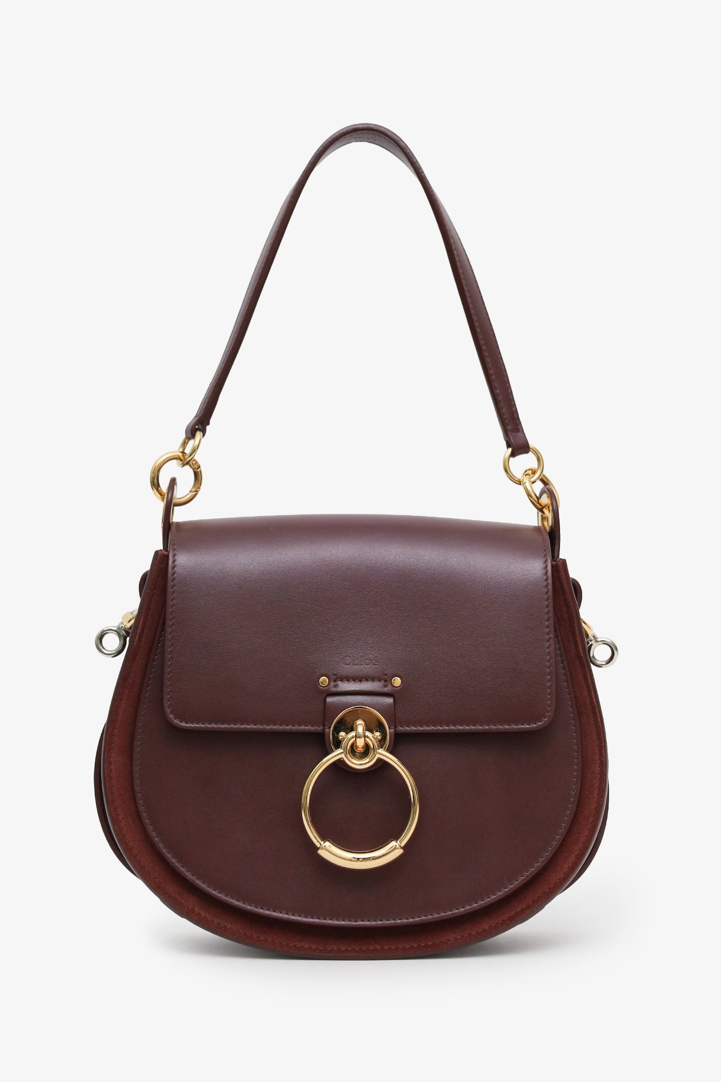 Chloé Burgundy Leather Shoulder Bag With Strap