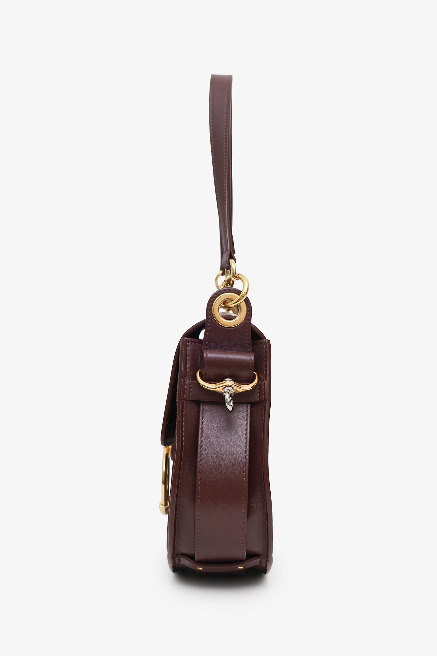 Chloé Burgundy Leather Shoulder Bag With Strap