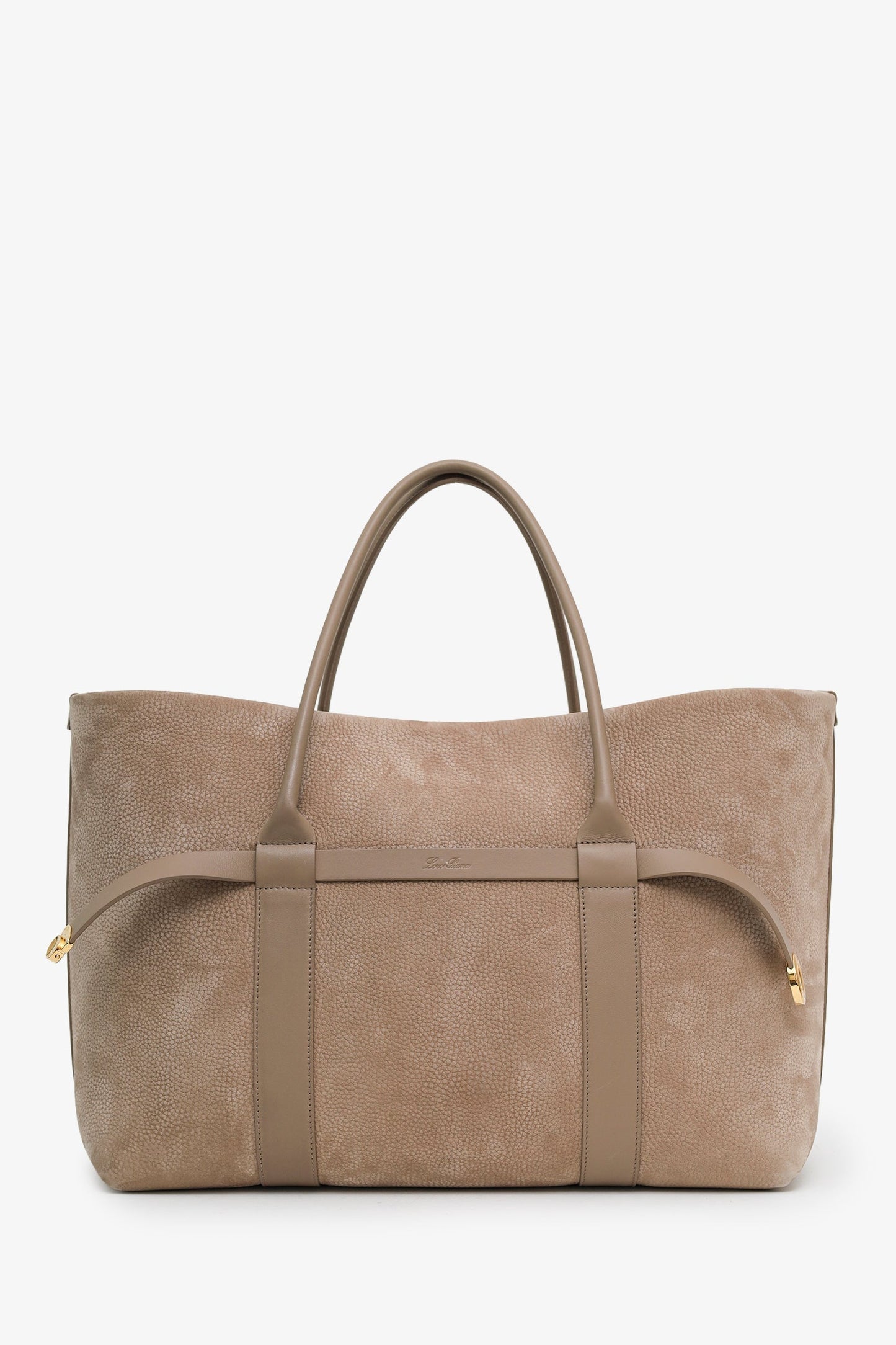 Loro Piana Taupe Calfskin Ghiera Shopper Large Tote