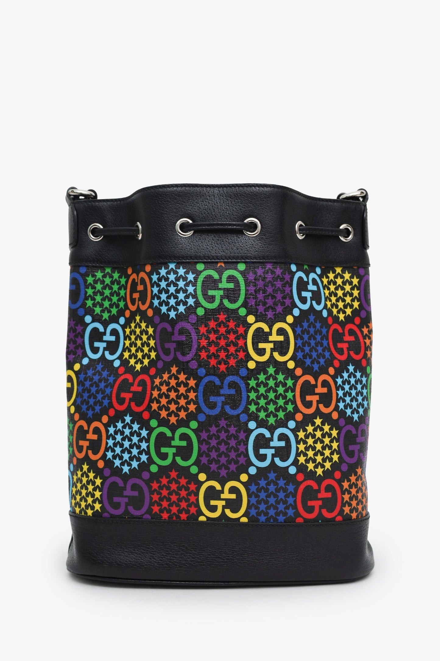 Gucci Black/Multicolour Coated Canvas GG Psychedelic Bucket Bag