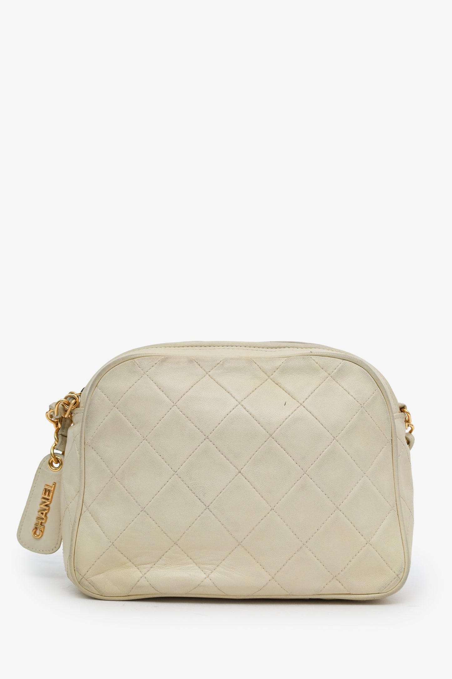 Chanel™ 1994-96 Cream Quilted Lambskin CC Mini Camera Bag