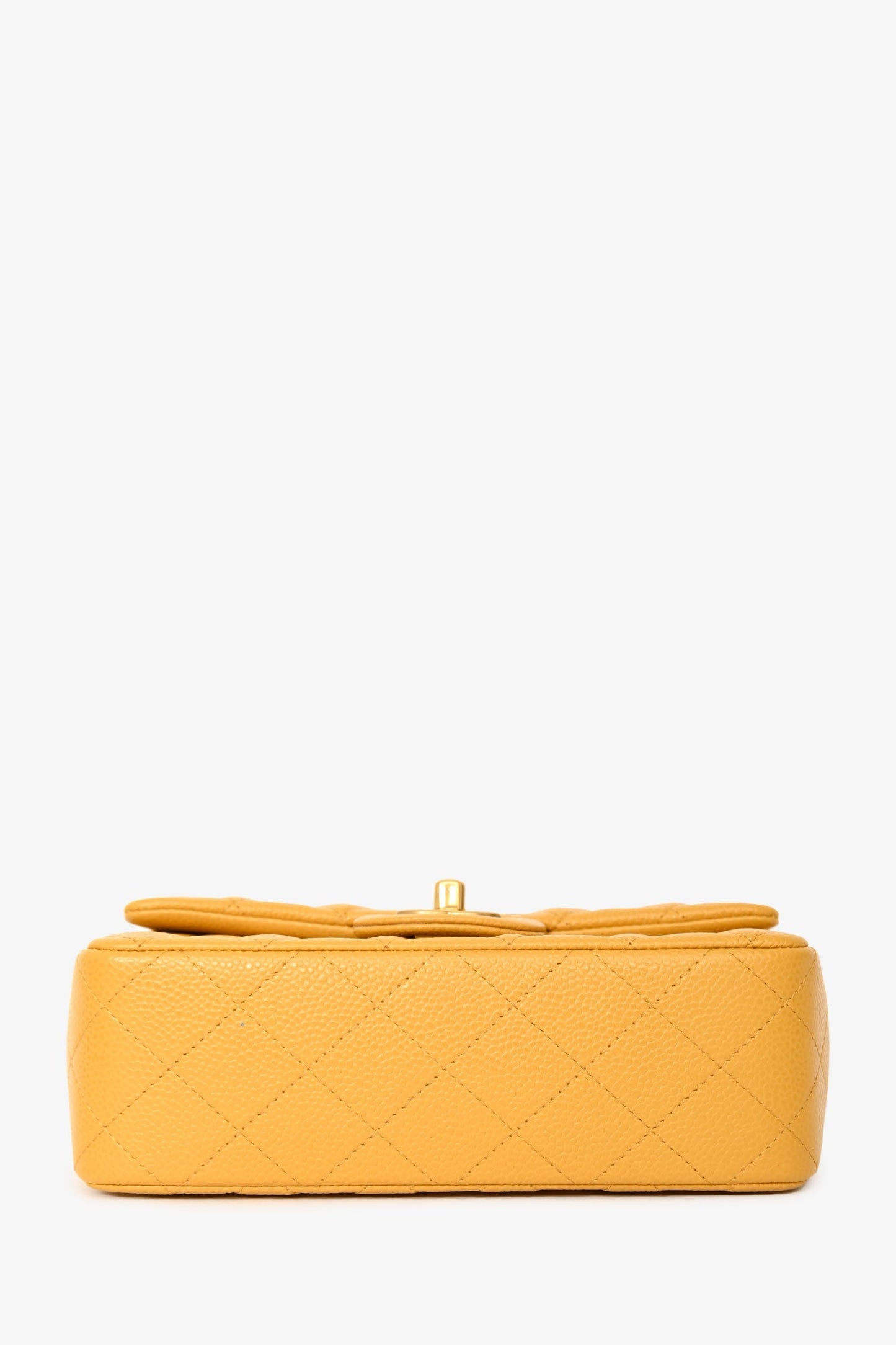 Chanel™ 2015 16 Yellow Caviar Mini Rectangular Classic Single Flap GHW