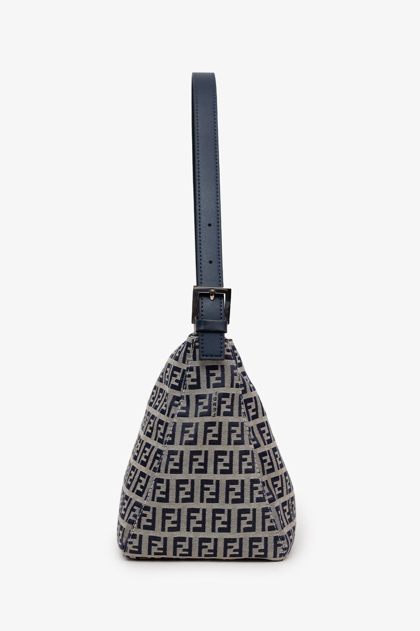 Fendi Navy/Beige FF Zucca Canvas Square Baguette Flap Shoulder Bag