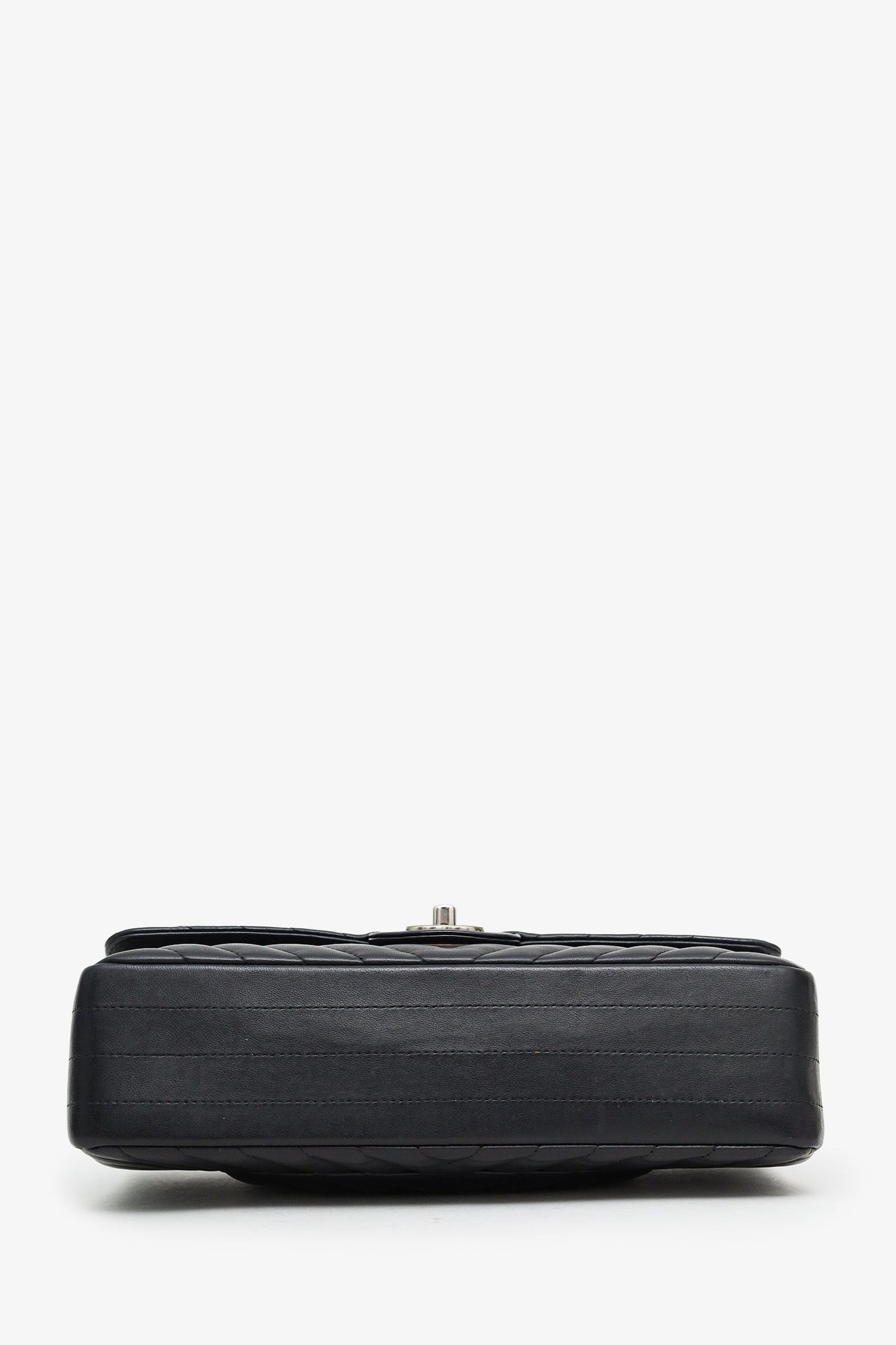 Chanel™ 2016-17 Black Chevron Quilted Medium Double Flap Bag Silver Hardware