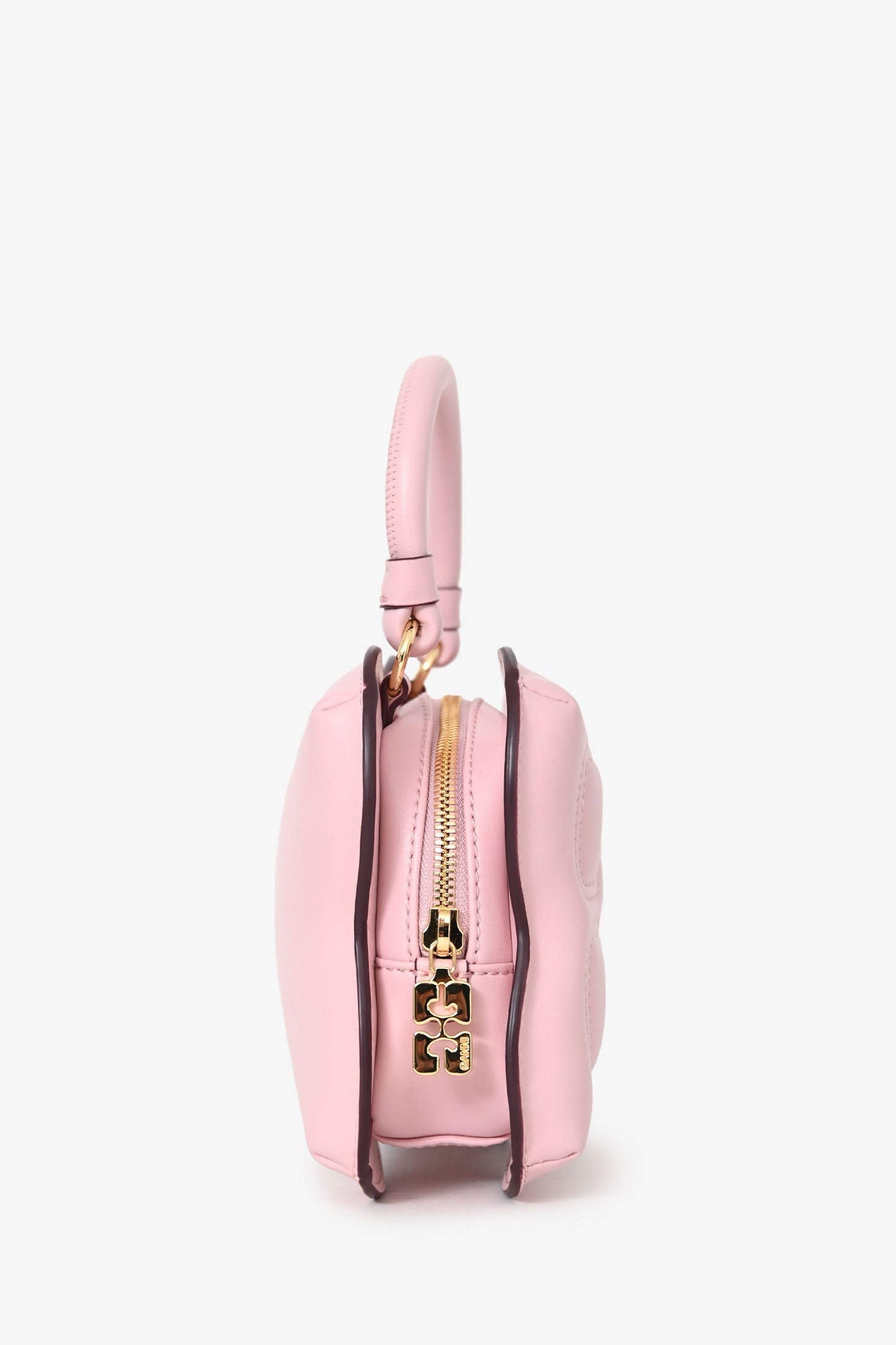 Ganni Light Pink Padded Leather Small Butterfly Crossbody