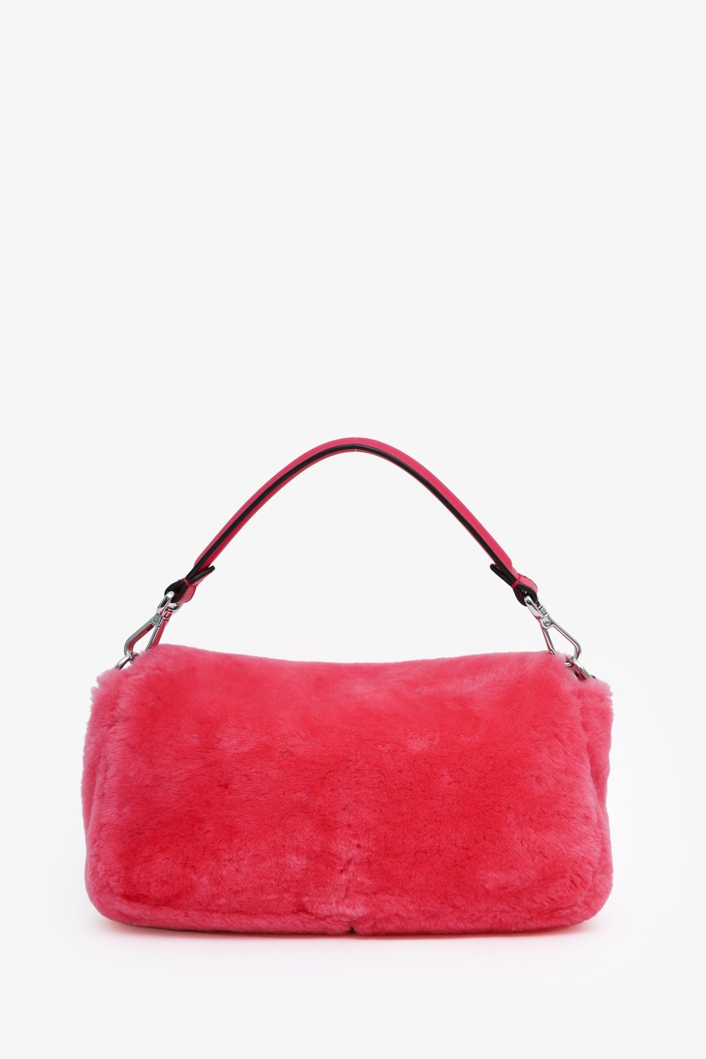 Fendi Pink Shearling Baguette NM Shoulder Bag