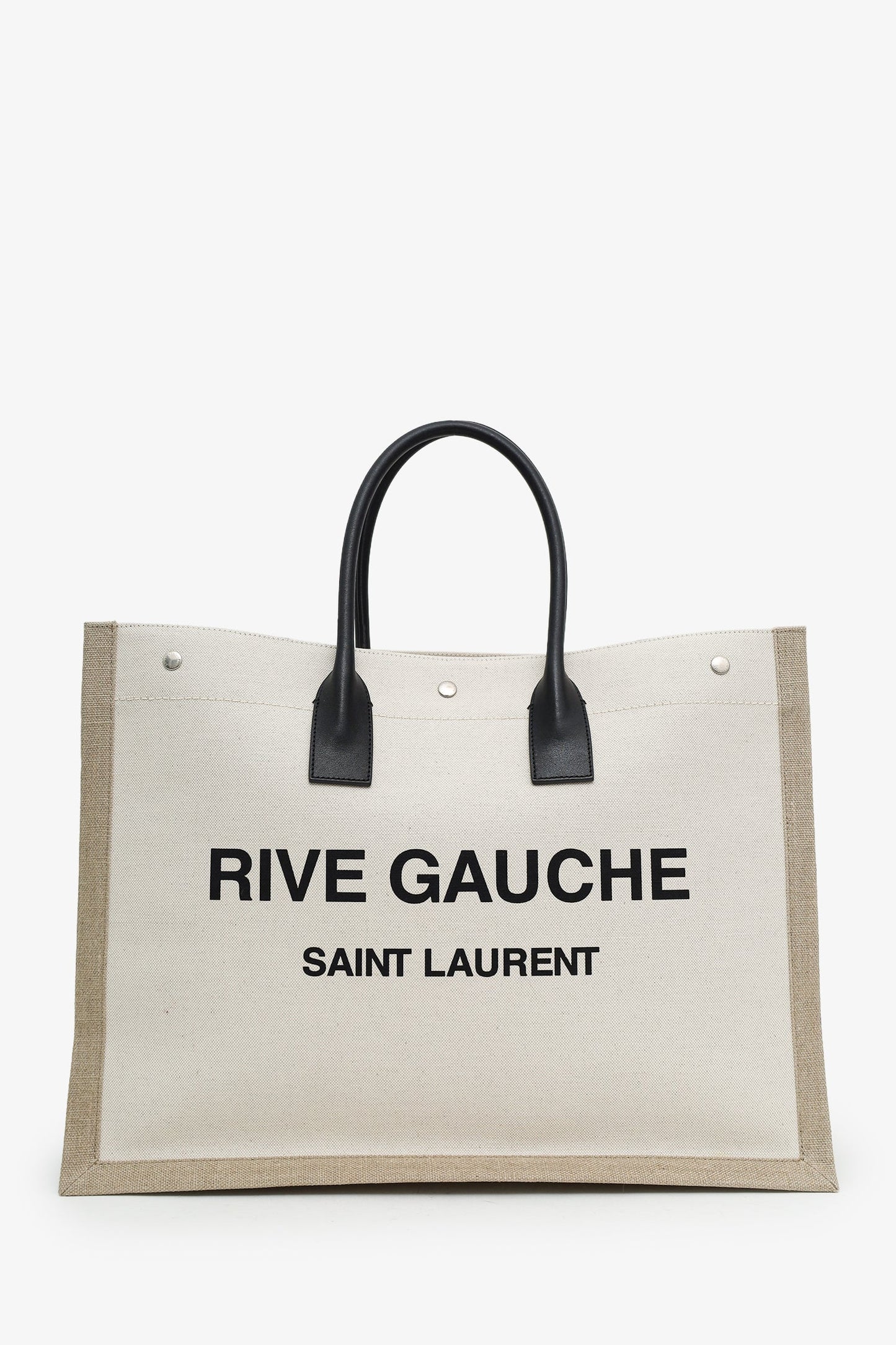 Saint Laurent Beige/Black Canvas Large Rive Gauche Canvas Tote