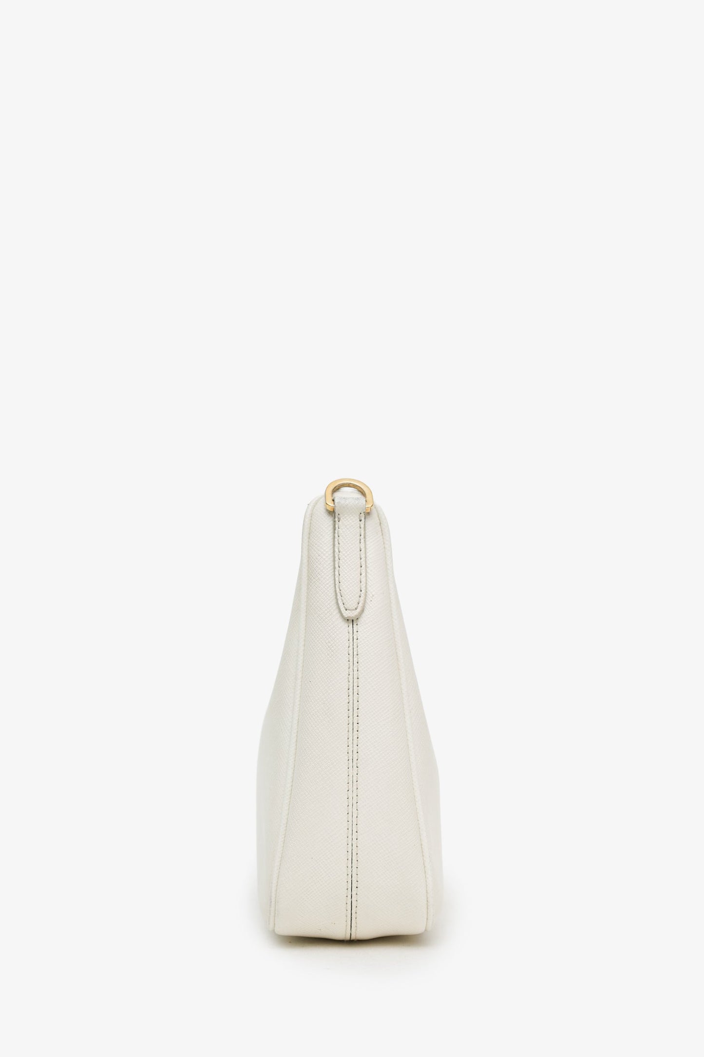 Prada White Saffiano Leather Re-Edition Shoulder Bag with Strap