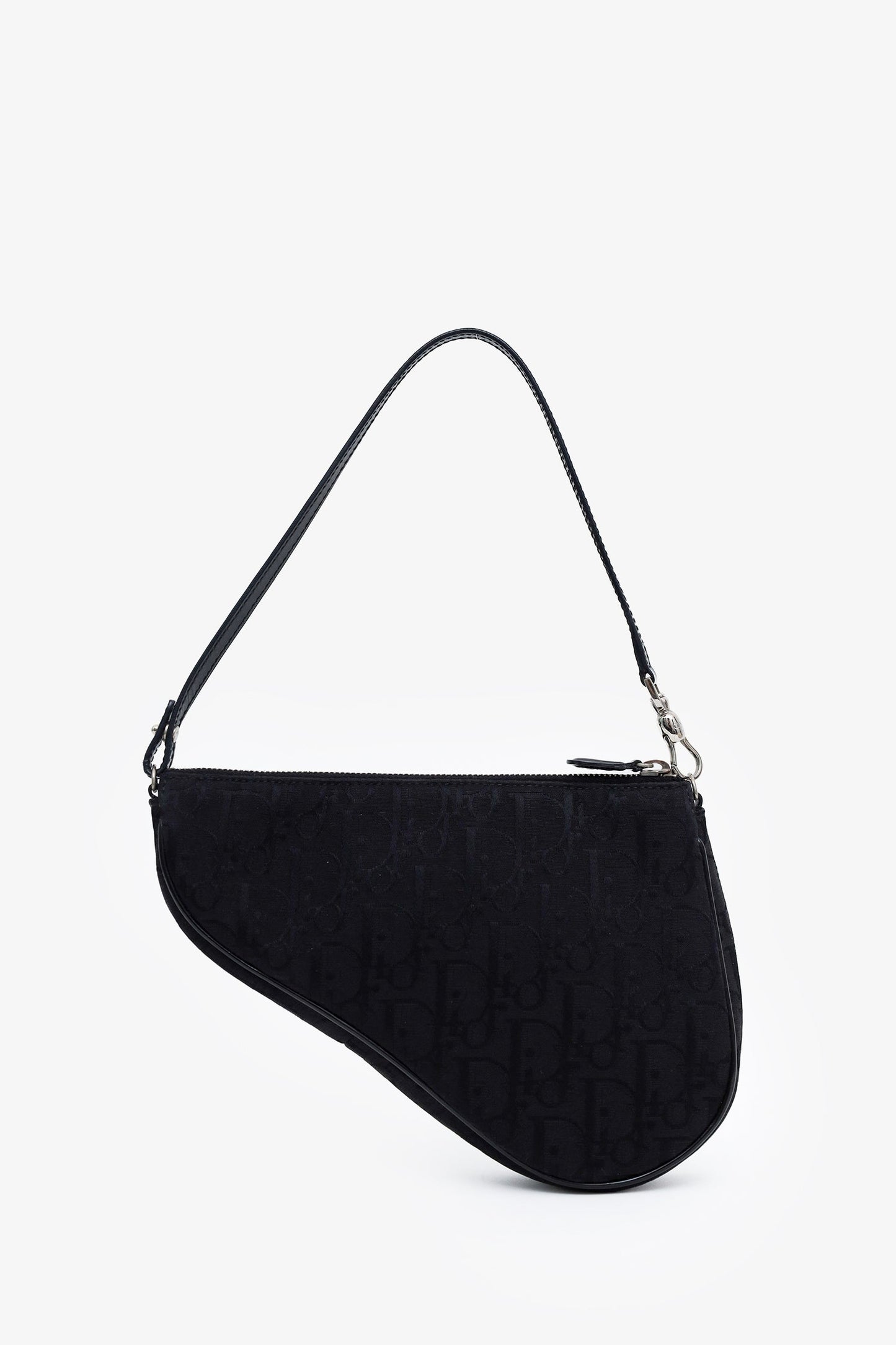 Christian Dior Black Oblique Canvas Mini Saddle Pochette