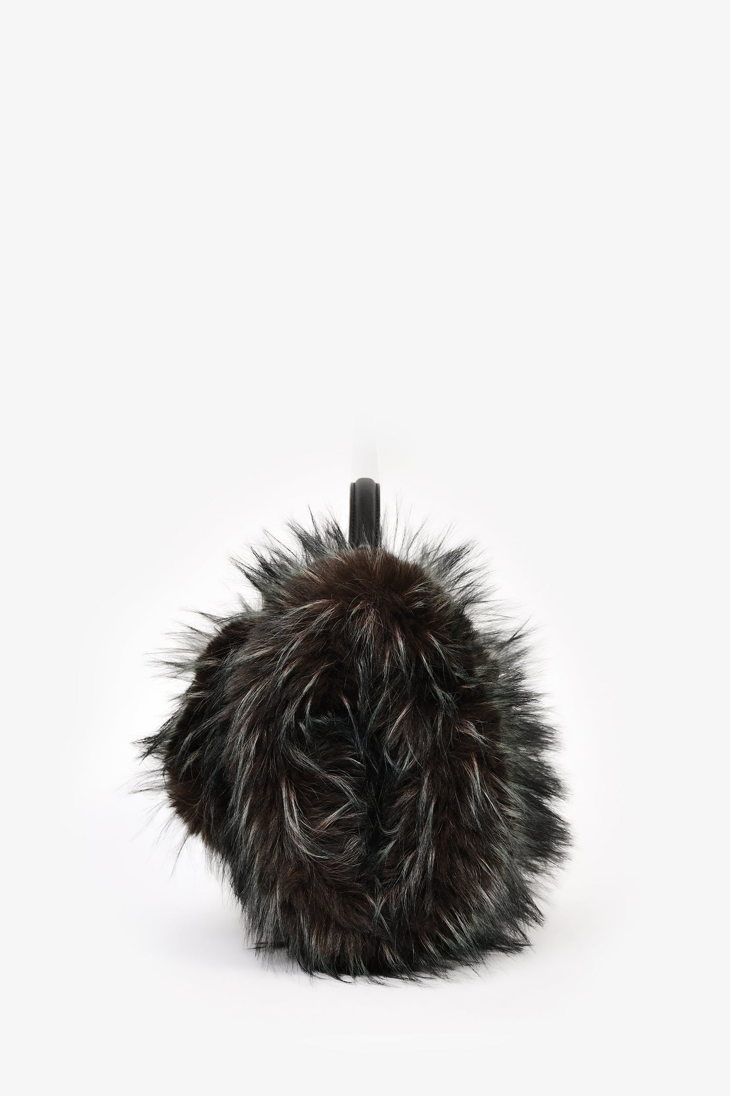 Sacai Black/Green Faux Fur Muff Top Handle Bag