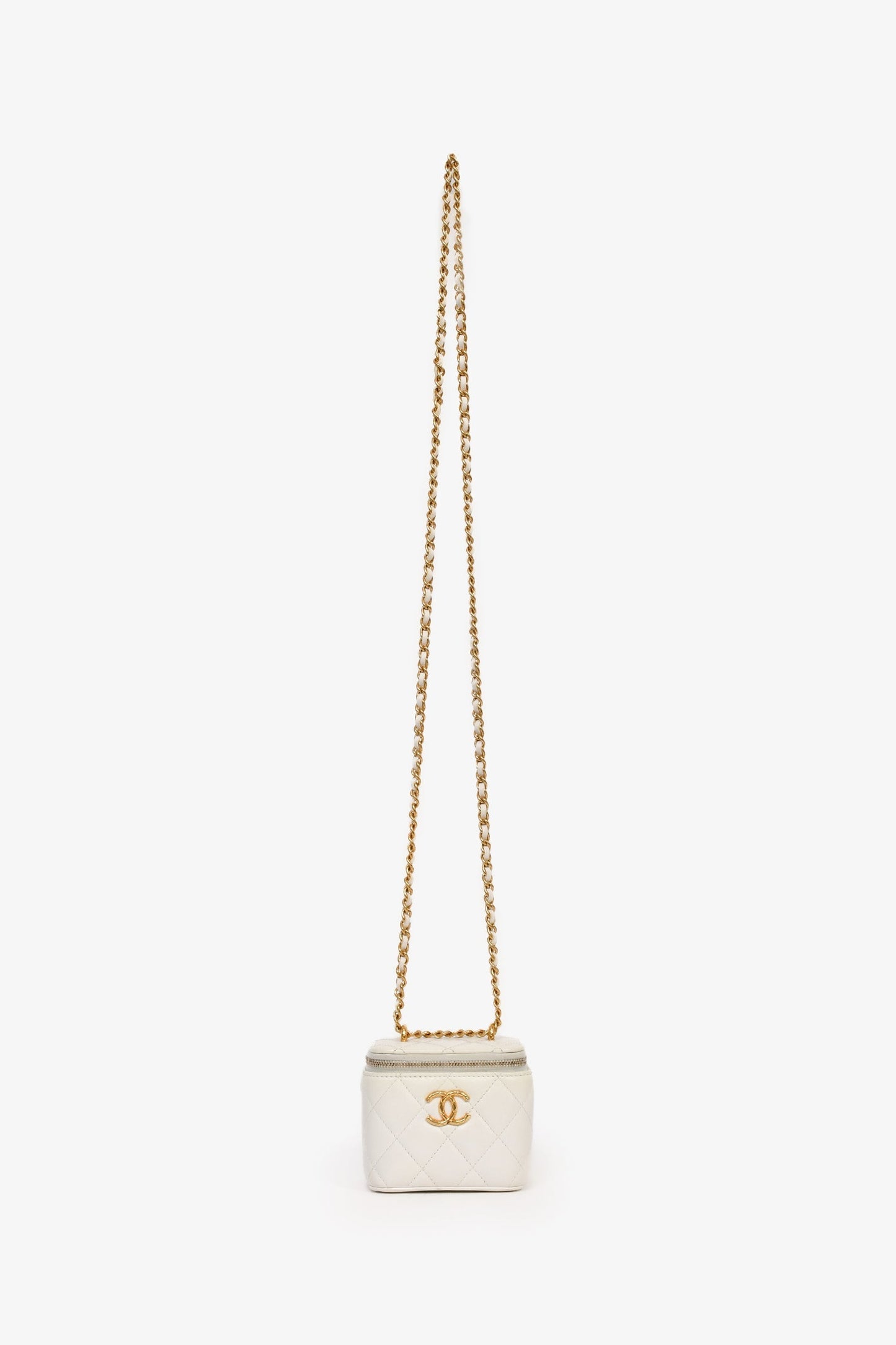 Chanel™ 2022 White Lambskin Mini Vanity On Chain
