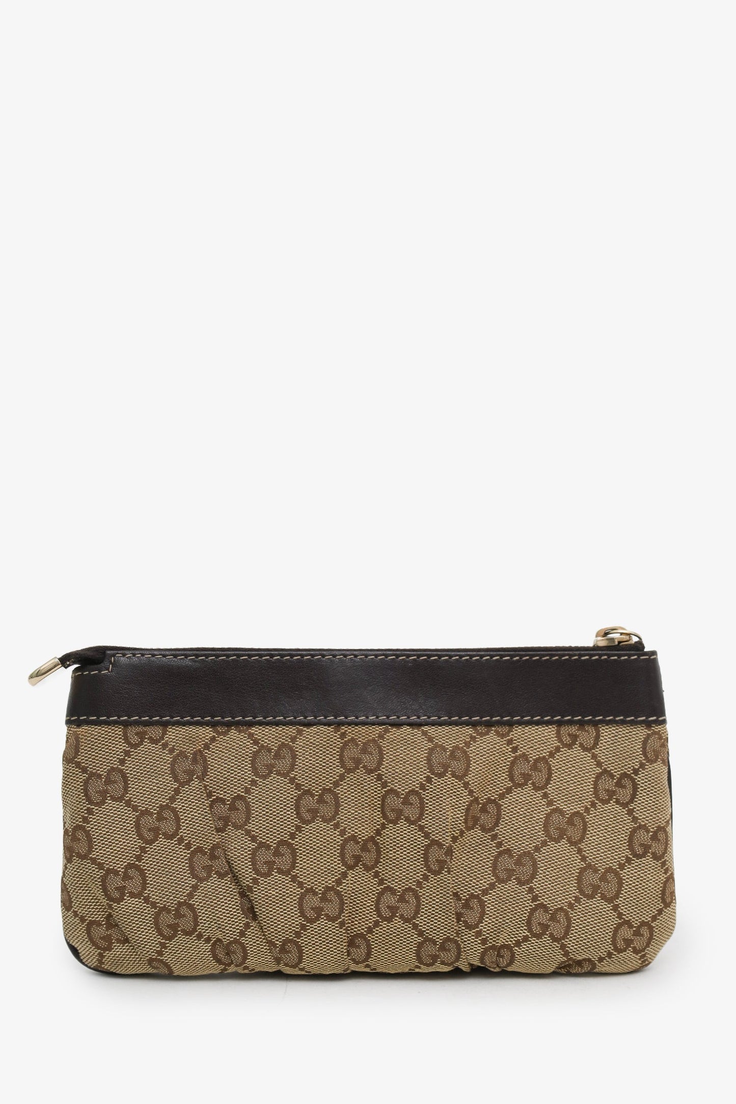 Gucci Beige/Ebony GG Canvas D-Ring Wristlet Pochette Bag
