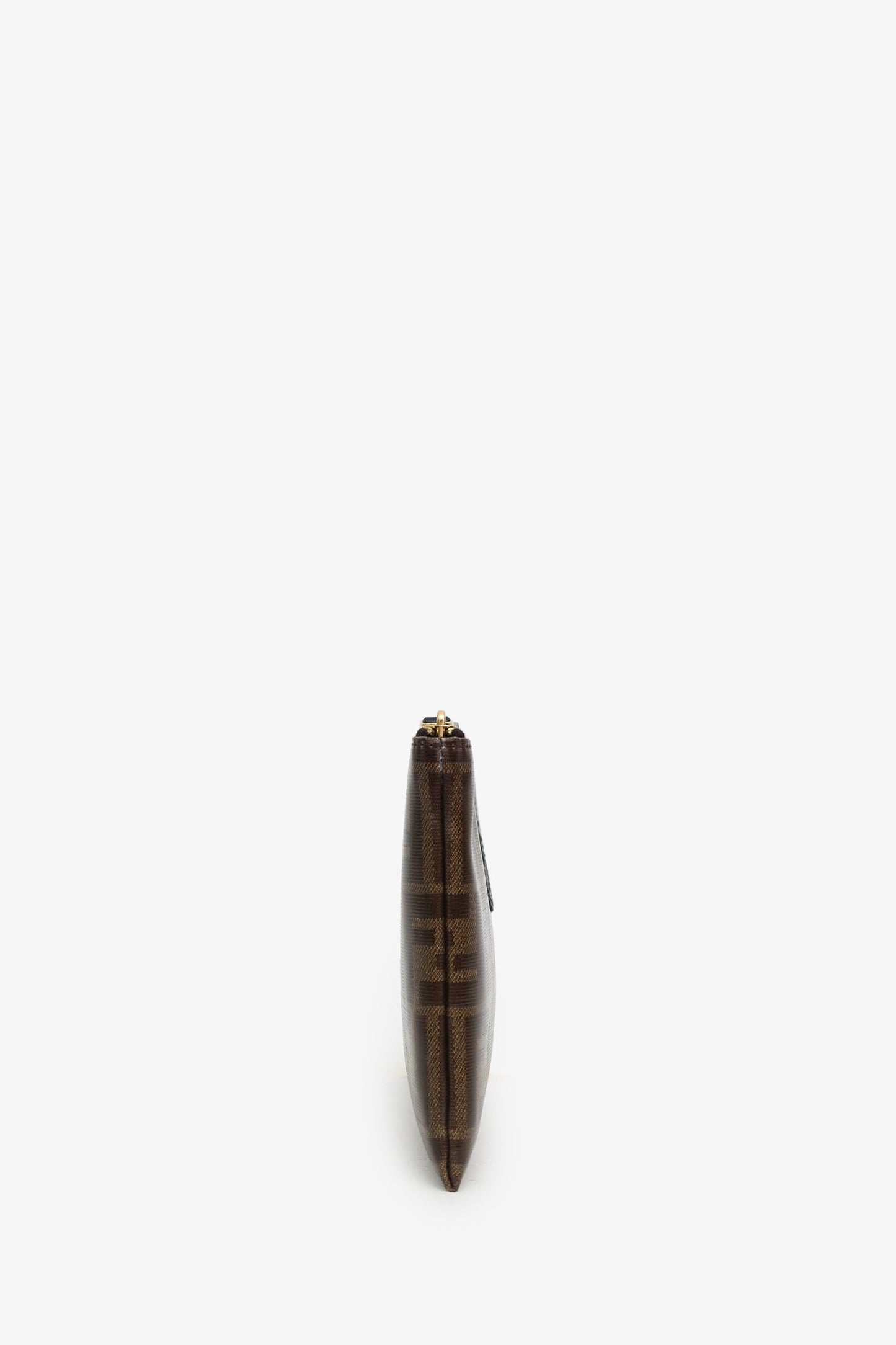 Fendi Brown Zucca Coated Canvas Zip Pouch