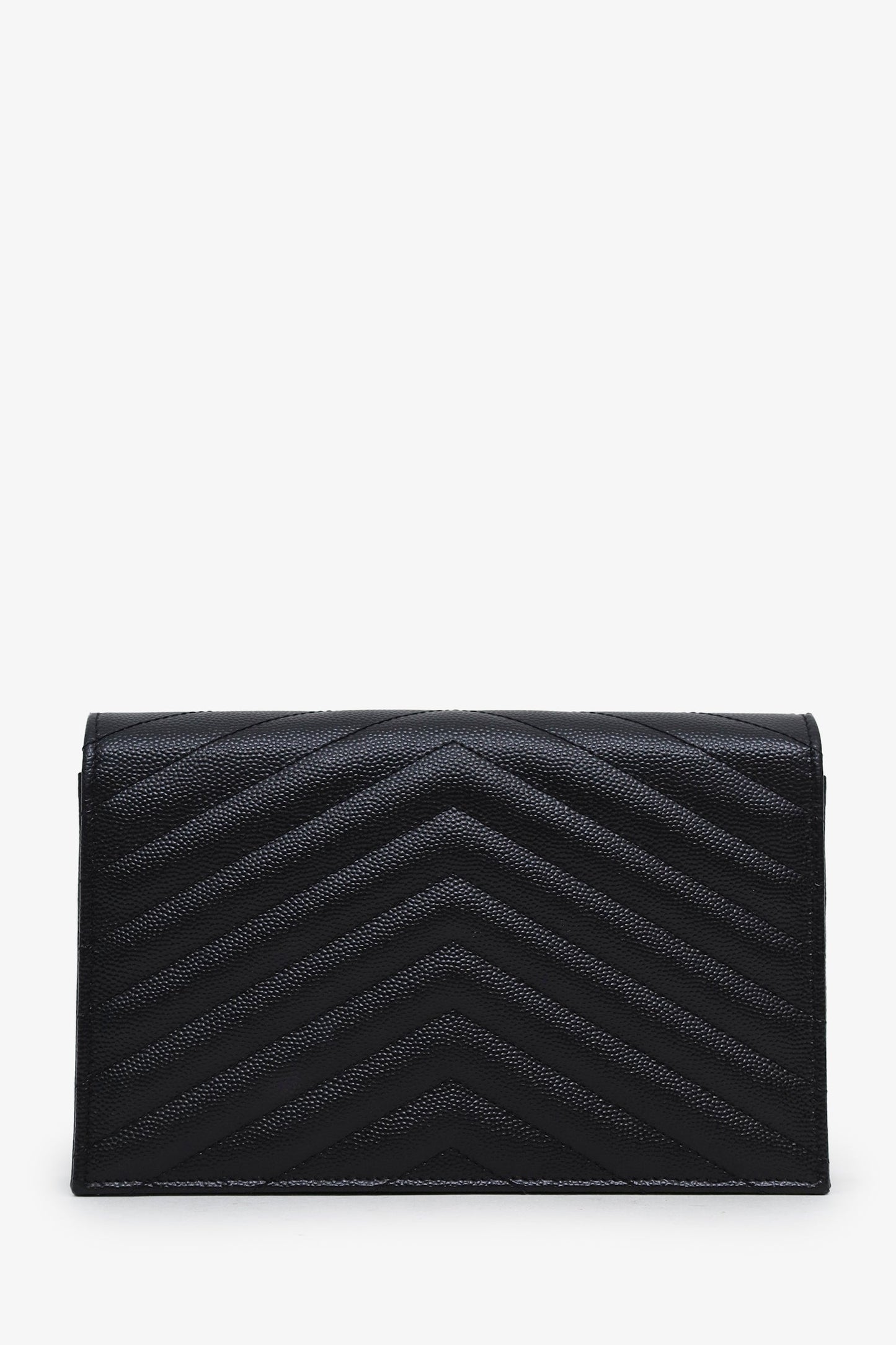 Saint Laurent Black Chevron Leather Small Envelope Wallet On Chain