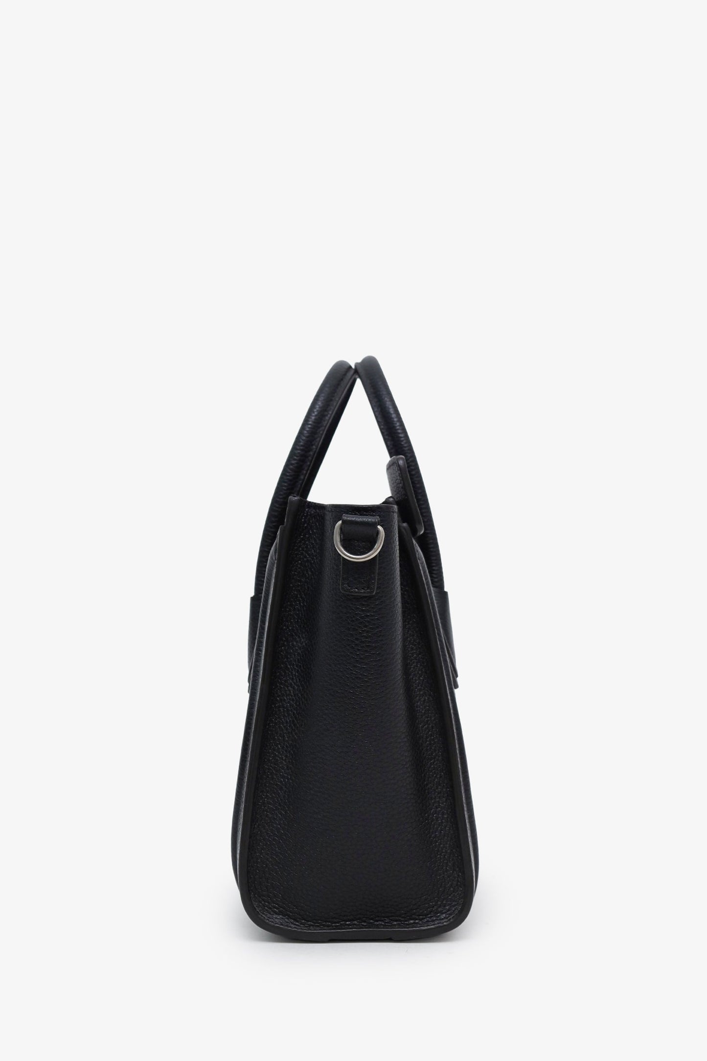 Celine Black Leather Nano Luggage Bag with Strap
