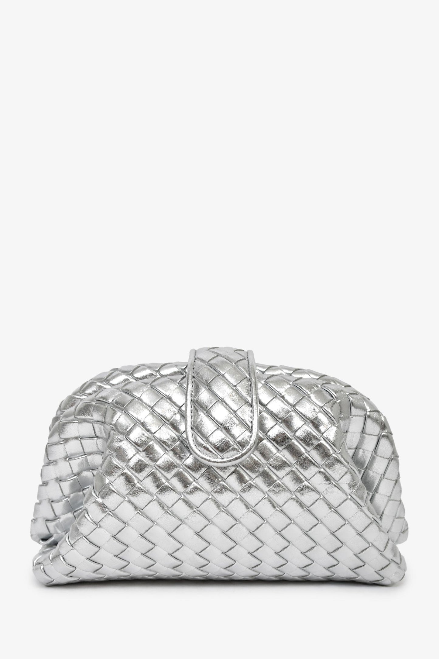Bottega Veneta Silver Lauren 1980 Intrecciato Leather Shoulder Bag