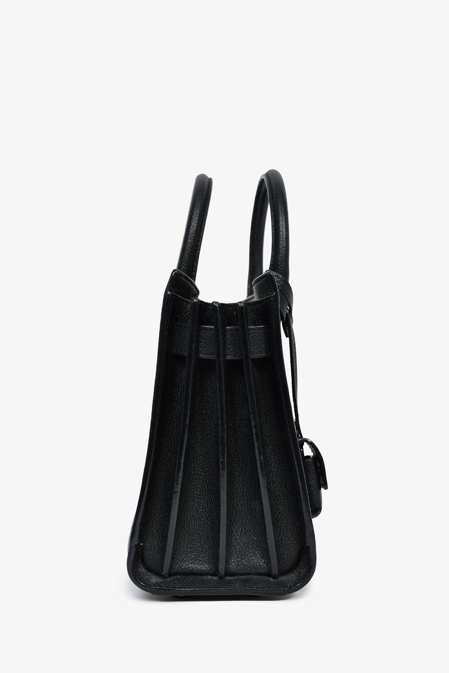 Saint Laurent Black Grained Leather Nano 'Sac de Jour' with Strap