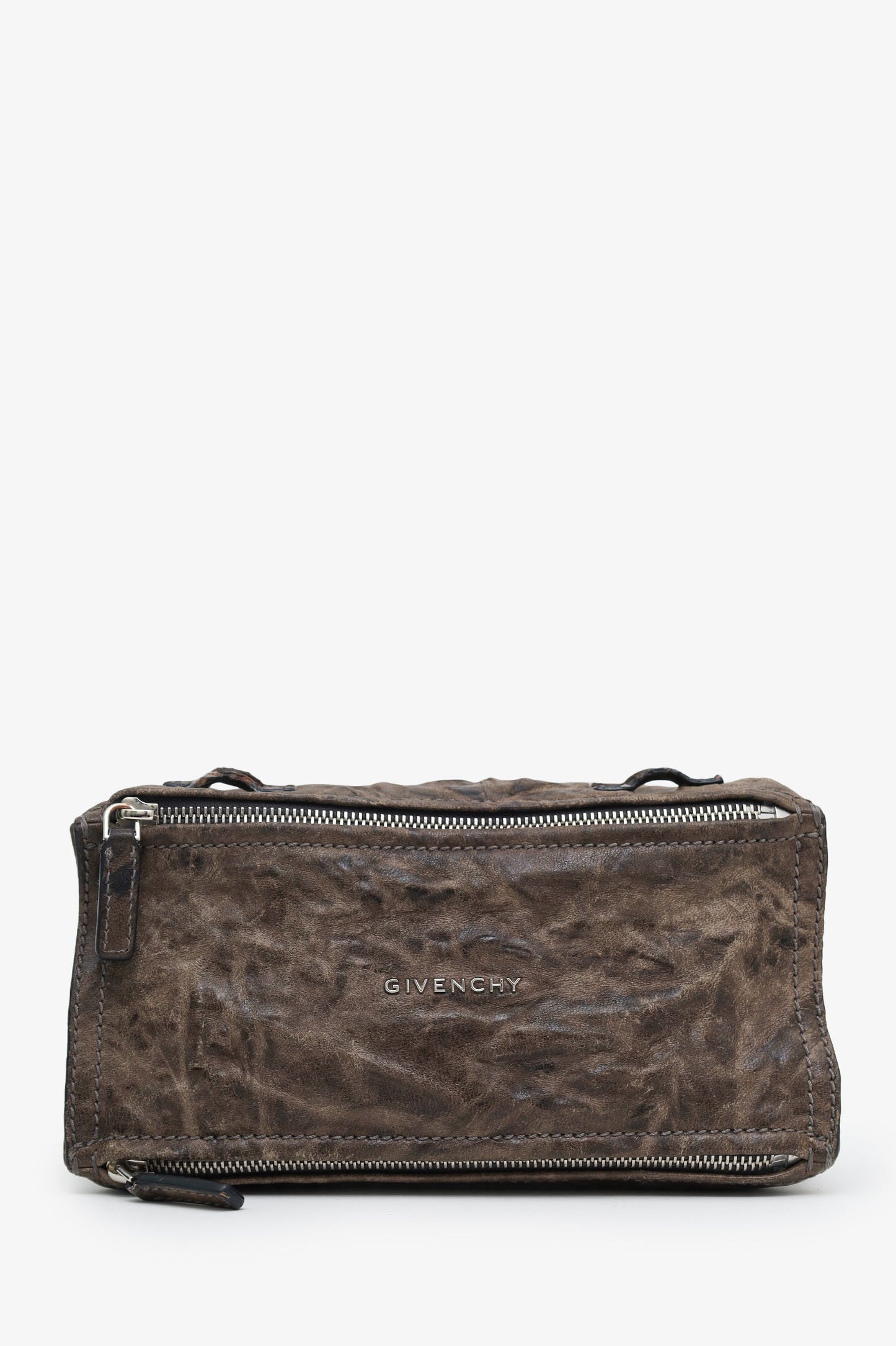 Givenchy Brown Crinkled Leather Mini Pandora Crossbody