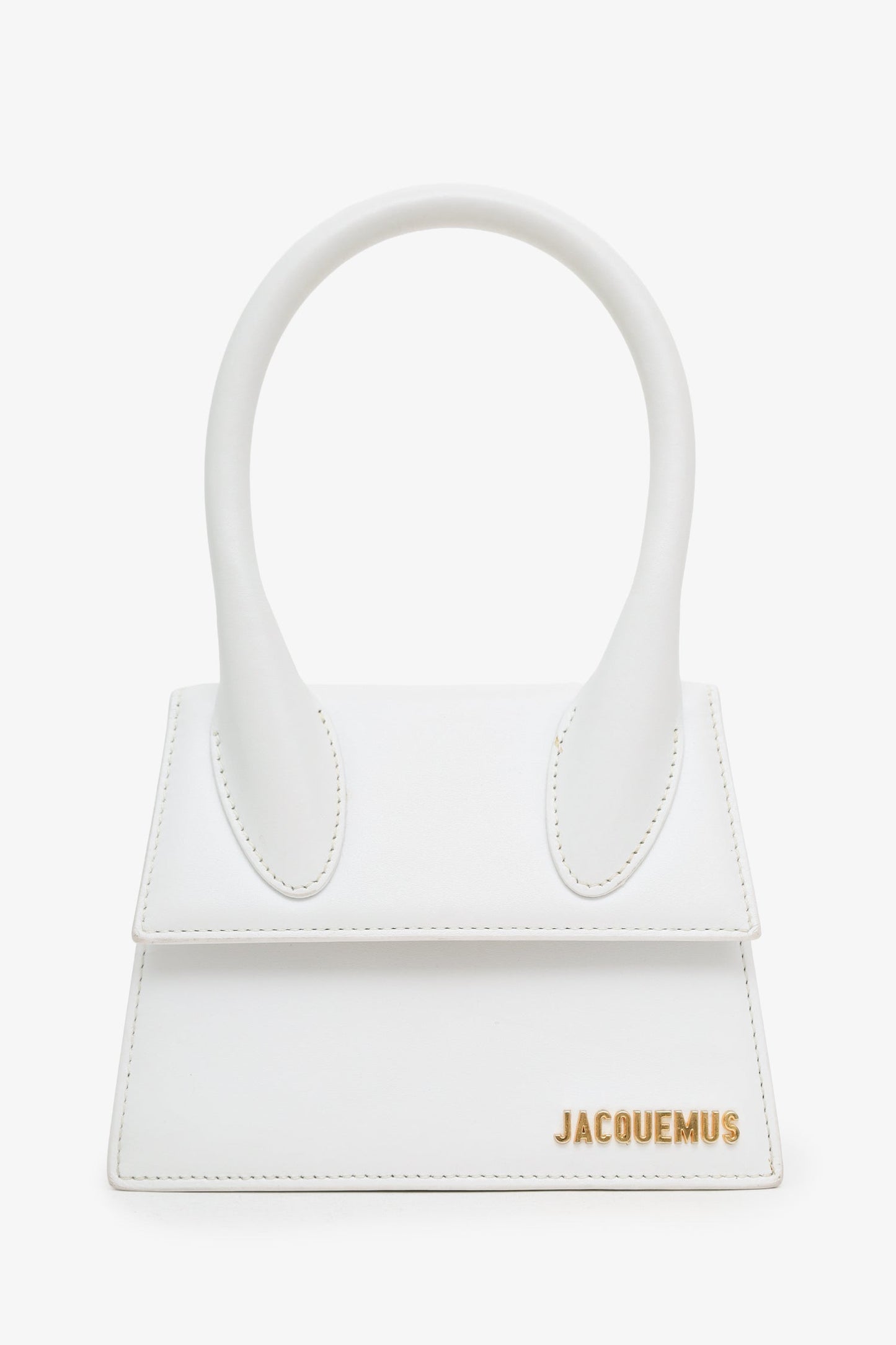 Jacquemus White Leather Medium Chiquito Top Handle With Strap