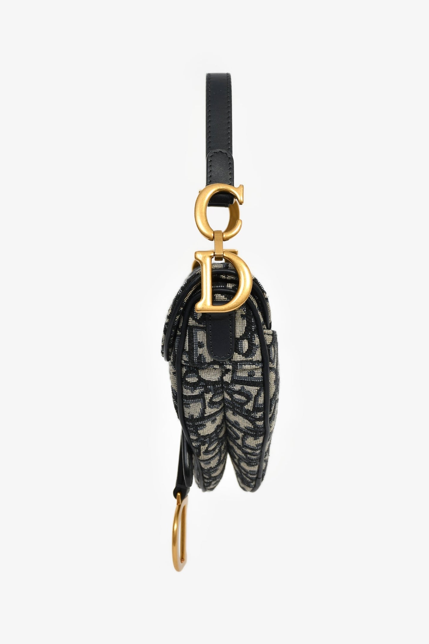 Christian Dior 2020 Blue Oblique Jacquard Mini Saddle Bag with Strap