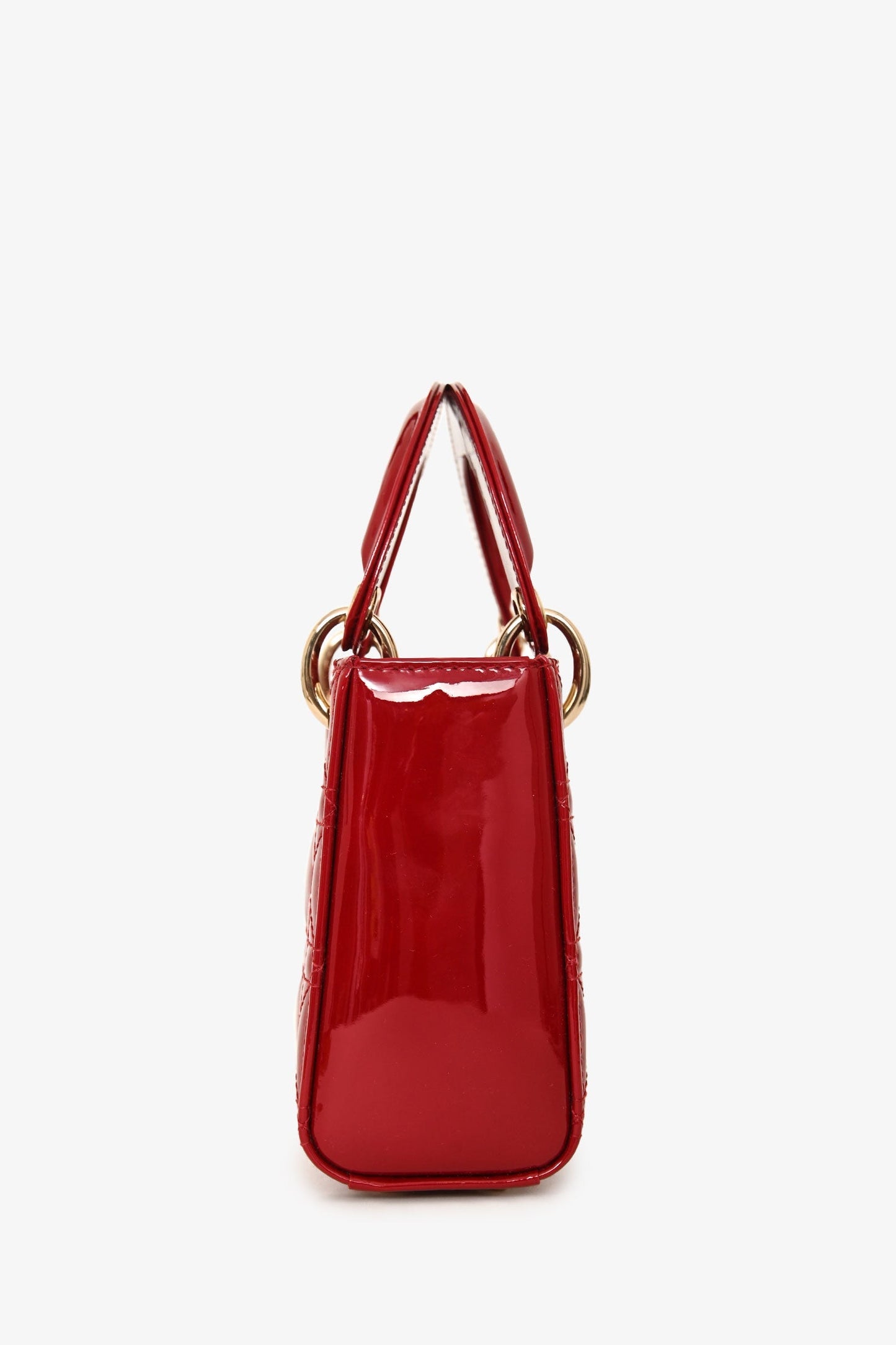 Christian Dior Cherry Red Patent Cannage Calfskin Mini Lady Dior Bag