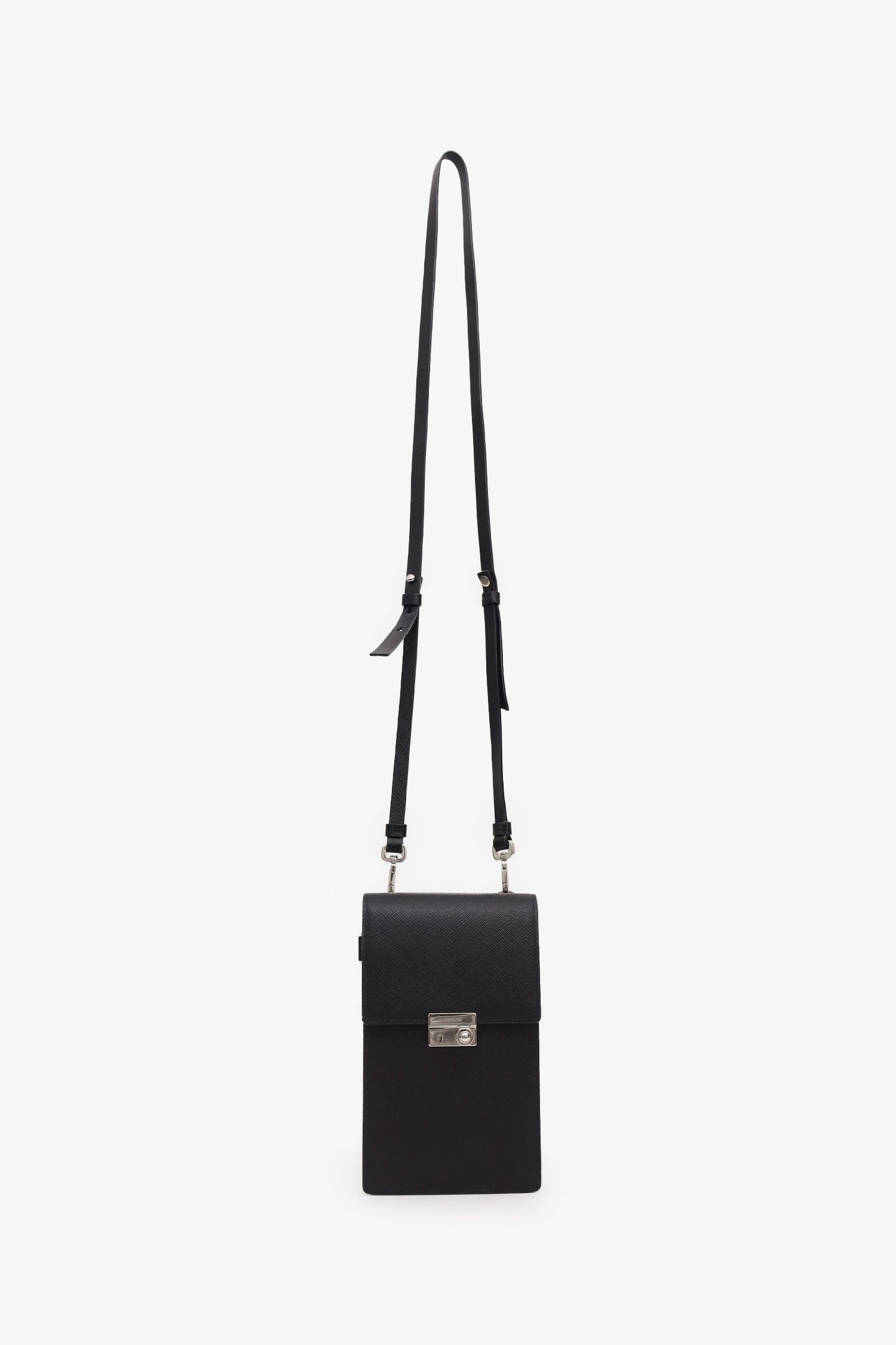 Prada Black Saffiano Leather Smartphone Pouch