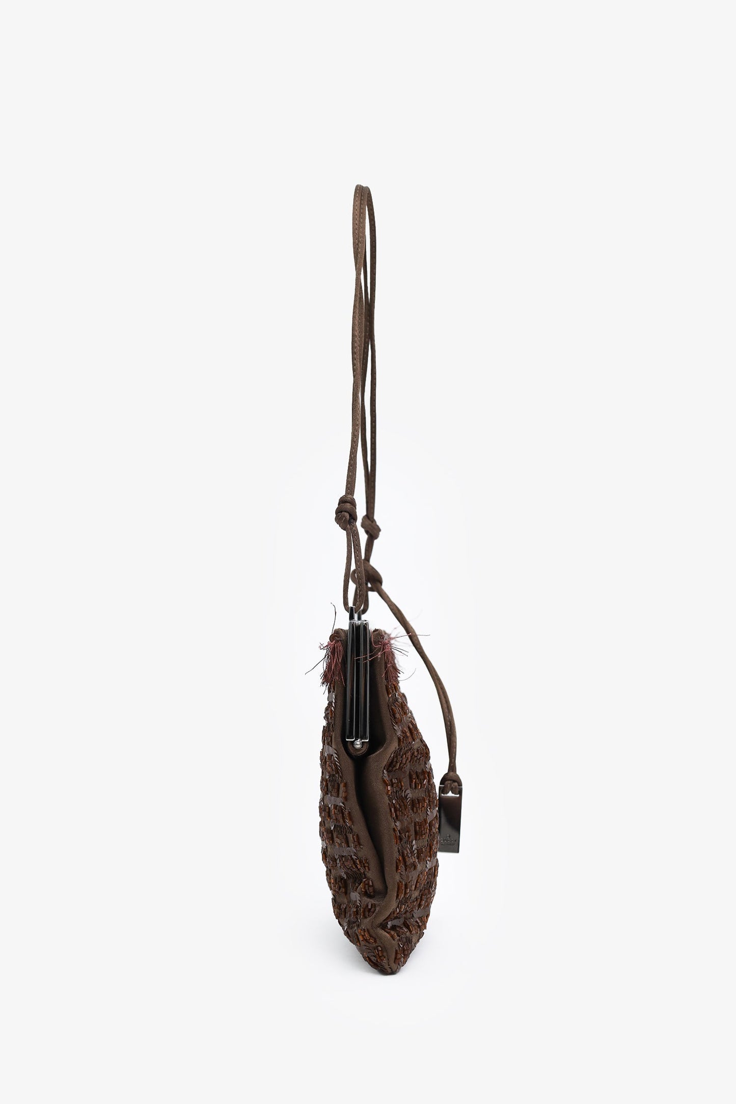 Gucci Brown Sequin Beaded Tassel Shoulder Bag
