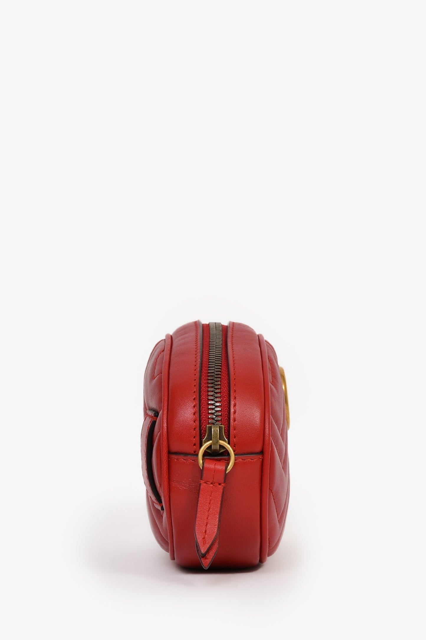 Gucci Red Chevron Leather Marmont Belt Bag