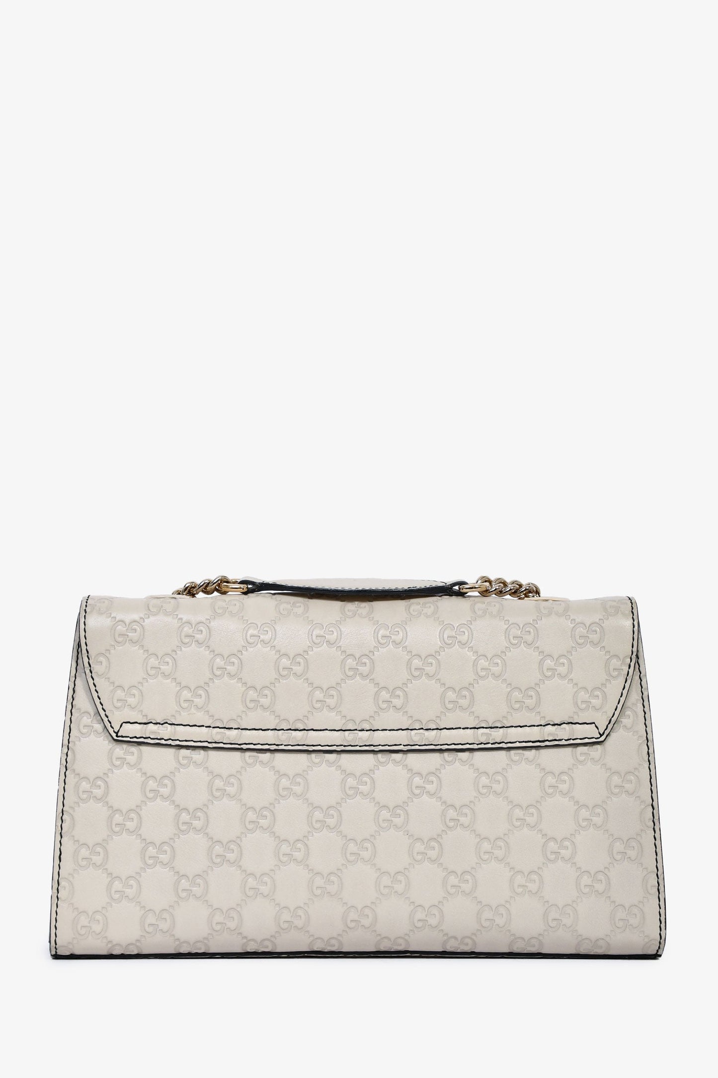 Gucci Light Grey Guccissima Leather Medium Emily Horsebit Chain Bag