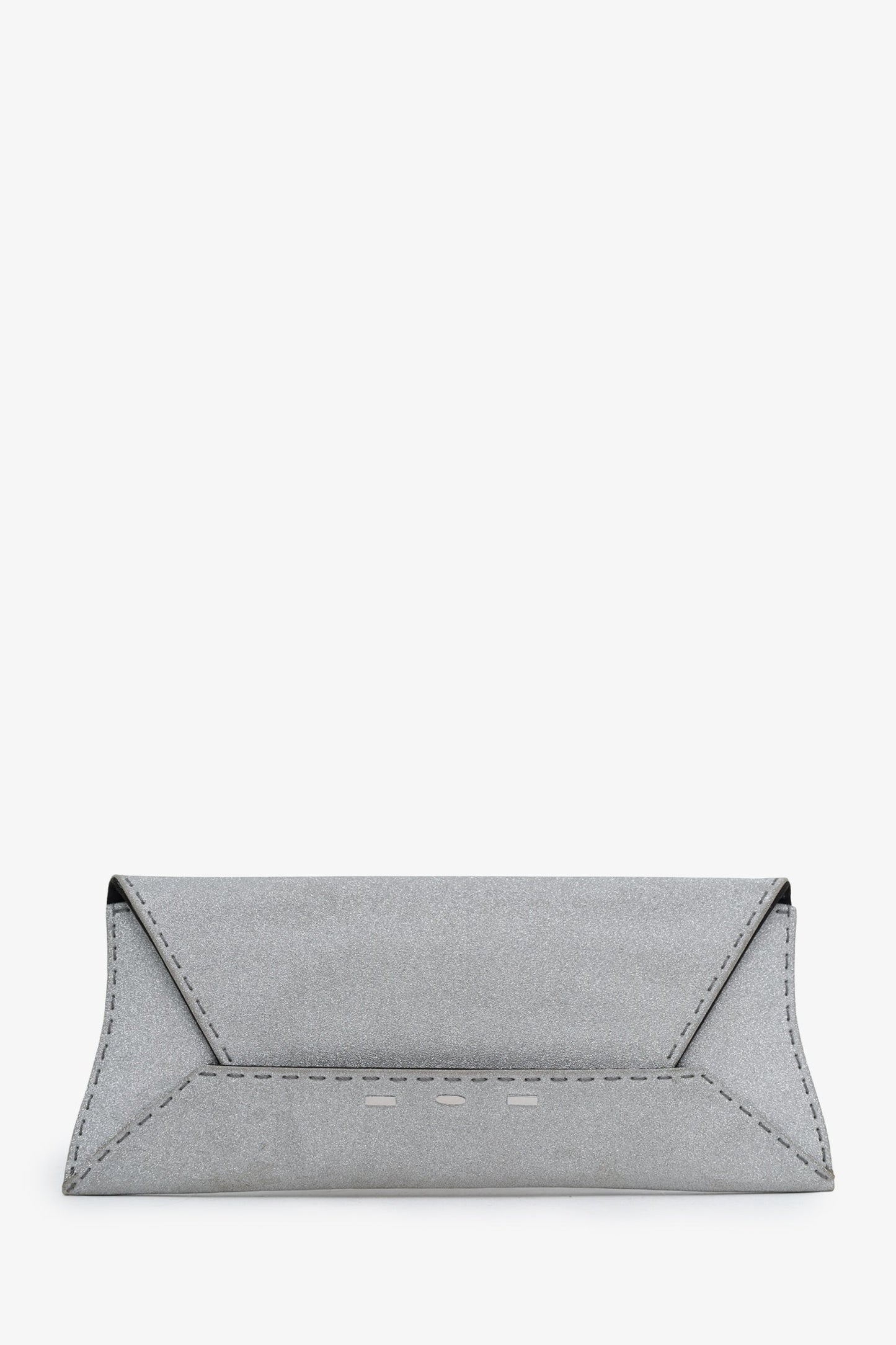 VBH Silver Metallic Glitter Manila Stretch Sparkle Clutch Bag
