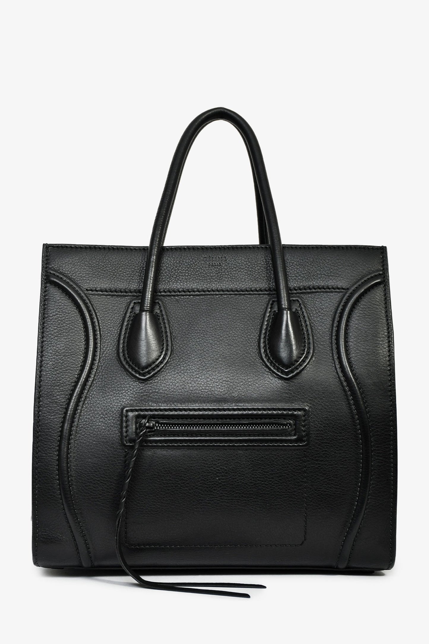 Celine Black Leather Medium Luggage Phantom Tote