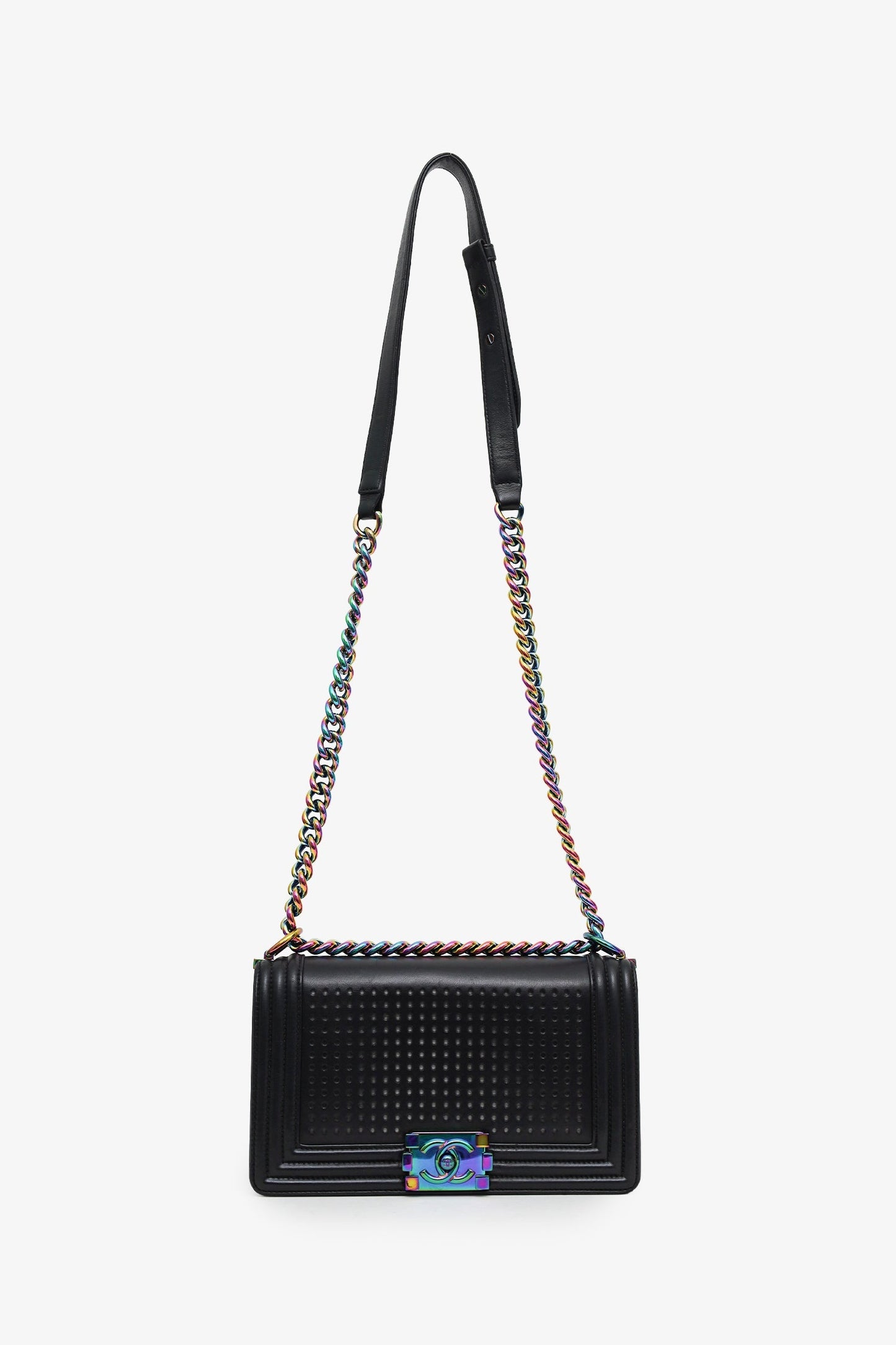 Chanel™ 2017-2018 Black Lambskin LED Medium Boy Bag