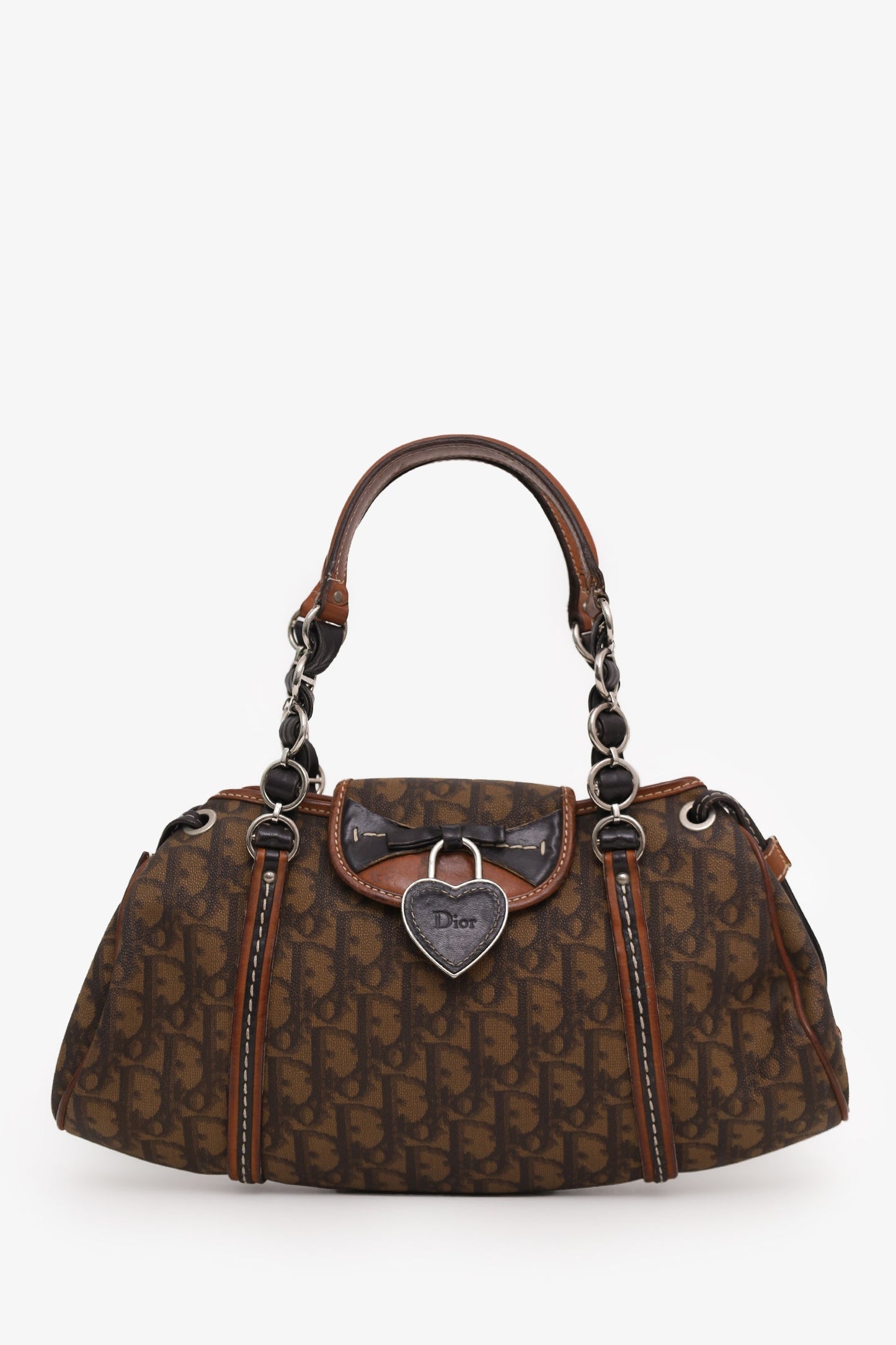 Christian Dior 2007 Brown Monogram Romantique Trotter Flap Bag