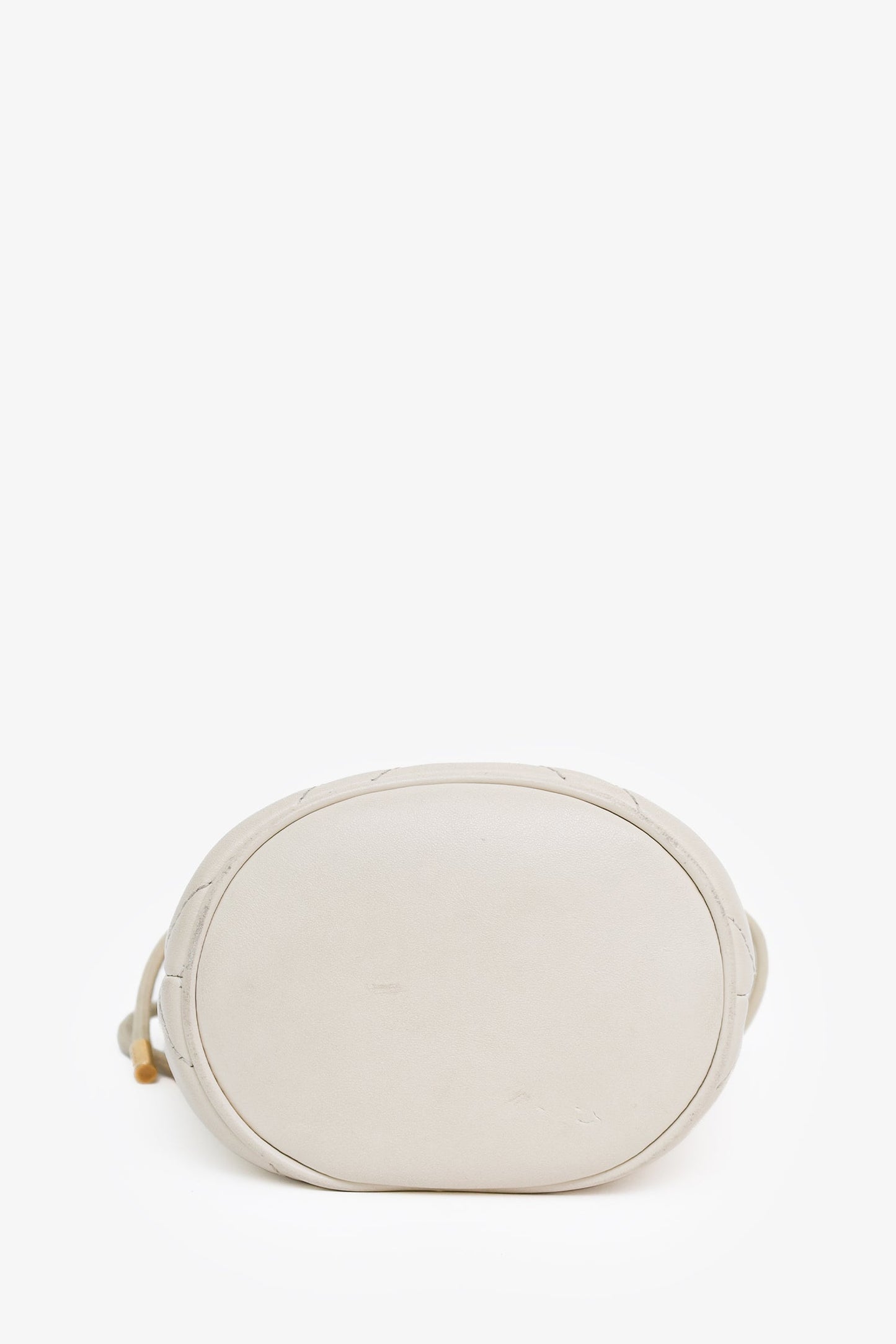 Gucci White Leather Chevron Quilted Mini Marmont Bucket Bag