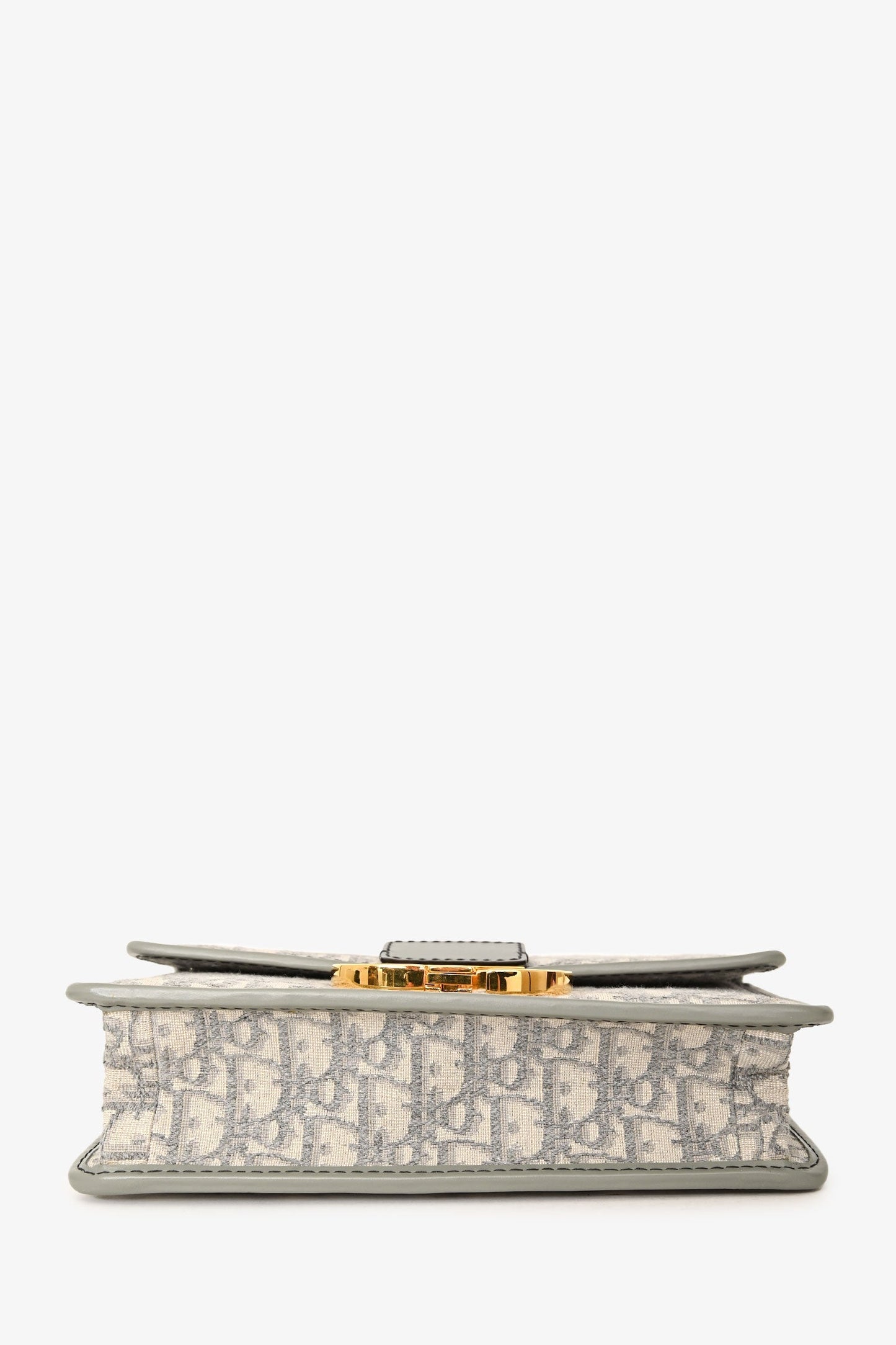 Christian Dior 2022 Grey Leather Oblique '30 Montaigne' Shoulder Bag