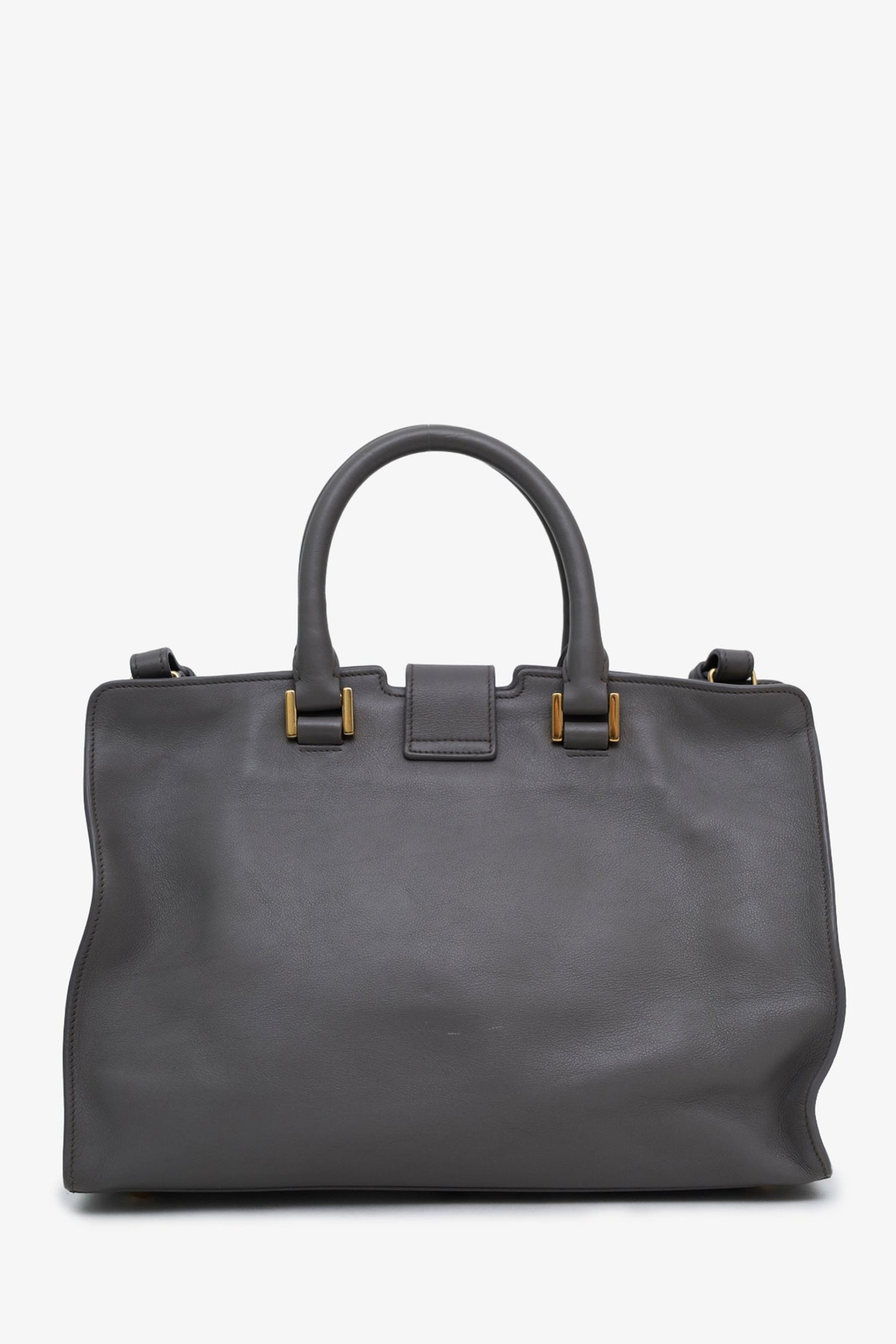 Saint Laurent Grey Leather Medium Cabas ChYc Bag With Strap
