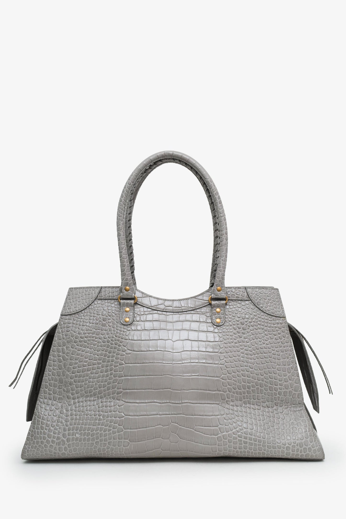 Balenciaga Grey Croc Embossed Leather Large Neo Classic Tote