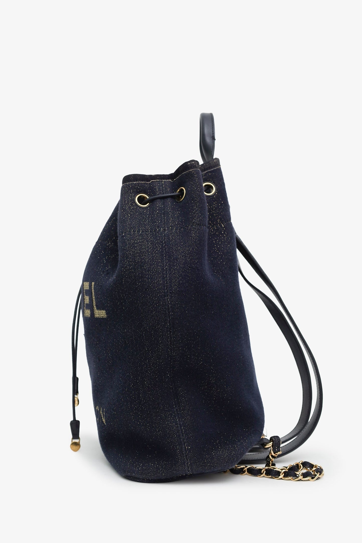 Chanel™ 2019 Blue & Metallic Canvas Deauville Backpack