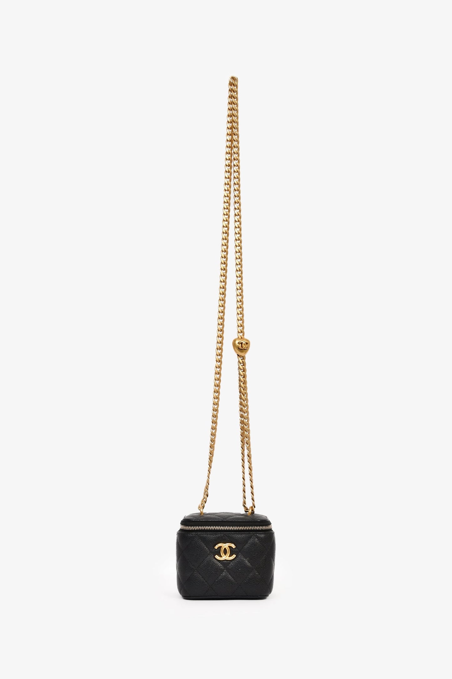 Chanel™ Black Caviar Leather Mini Vanity Crush Crossbody Gold Hardware