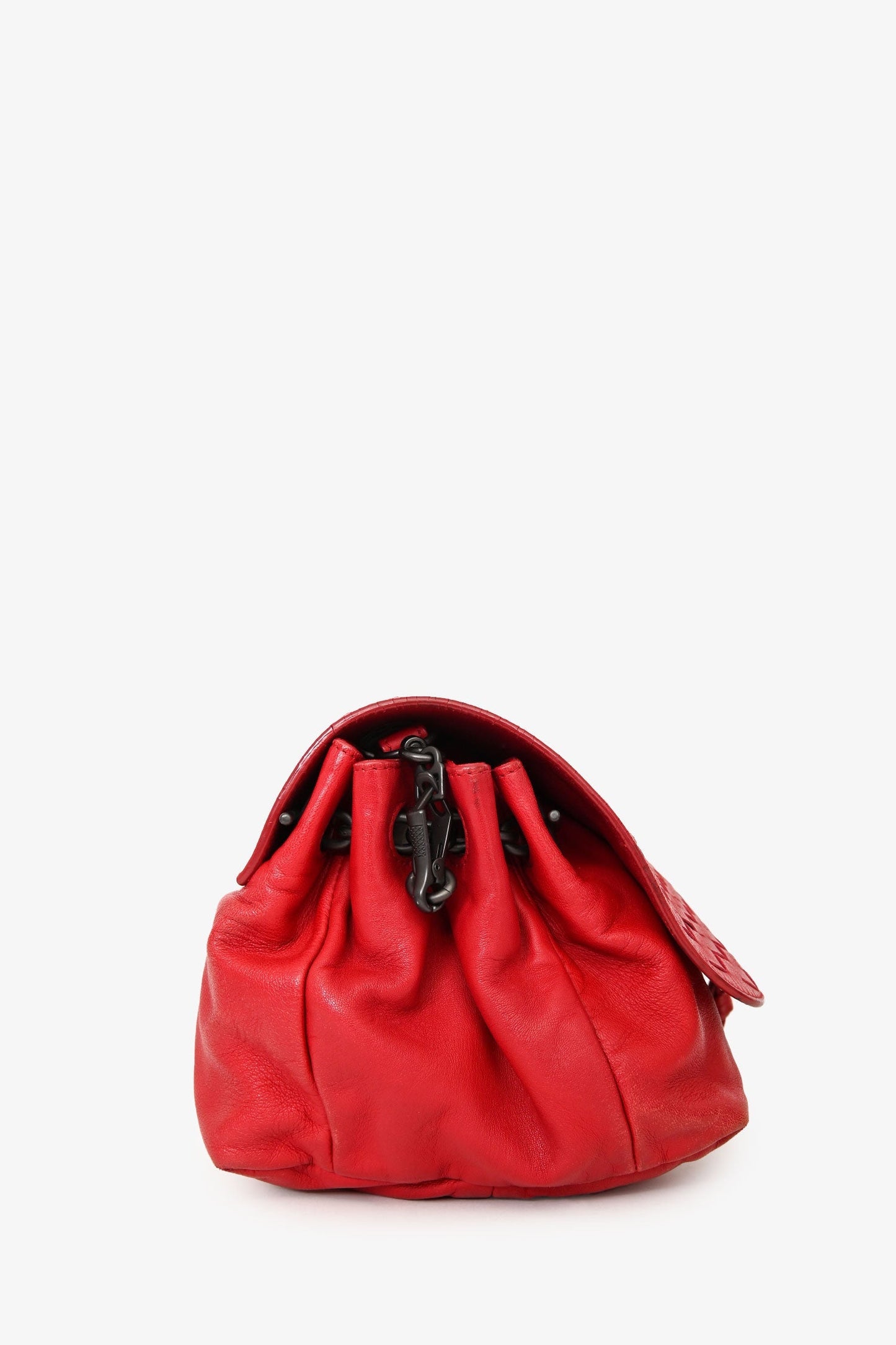 Bottega Veneta Red Intrecciato Flap Crossbody