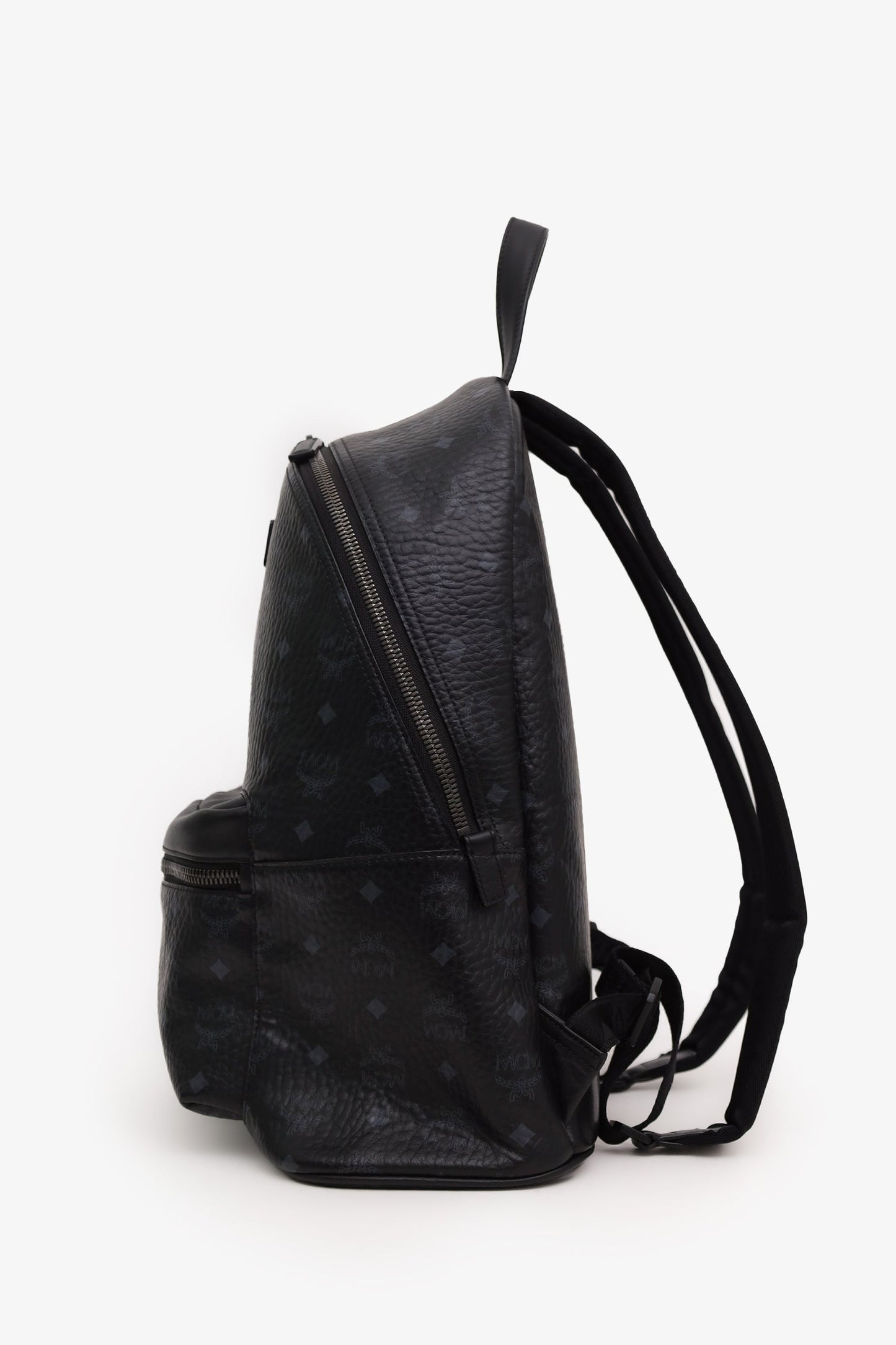 MCM Black Leather Monogram Medium Stark Backpack