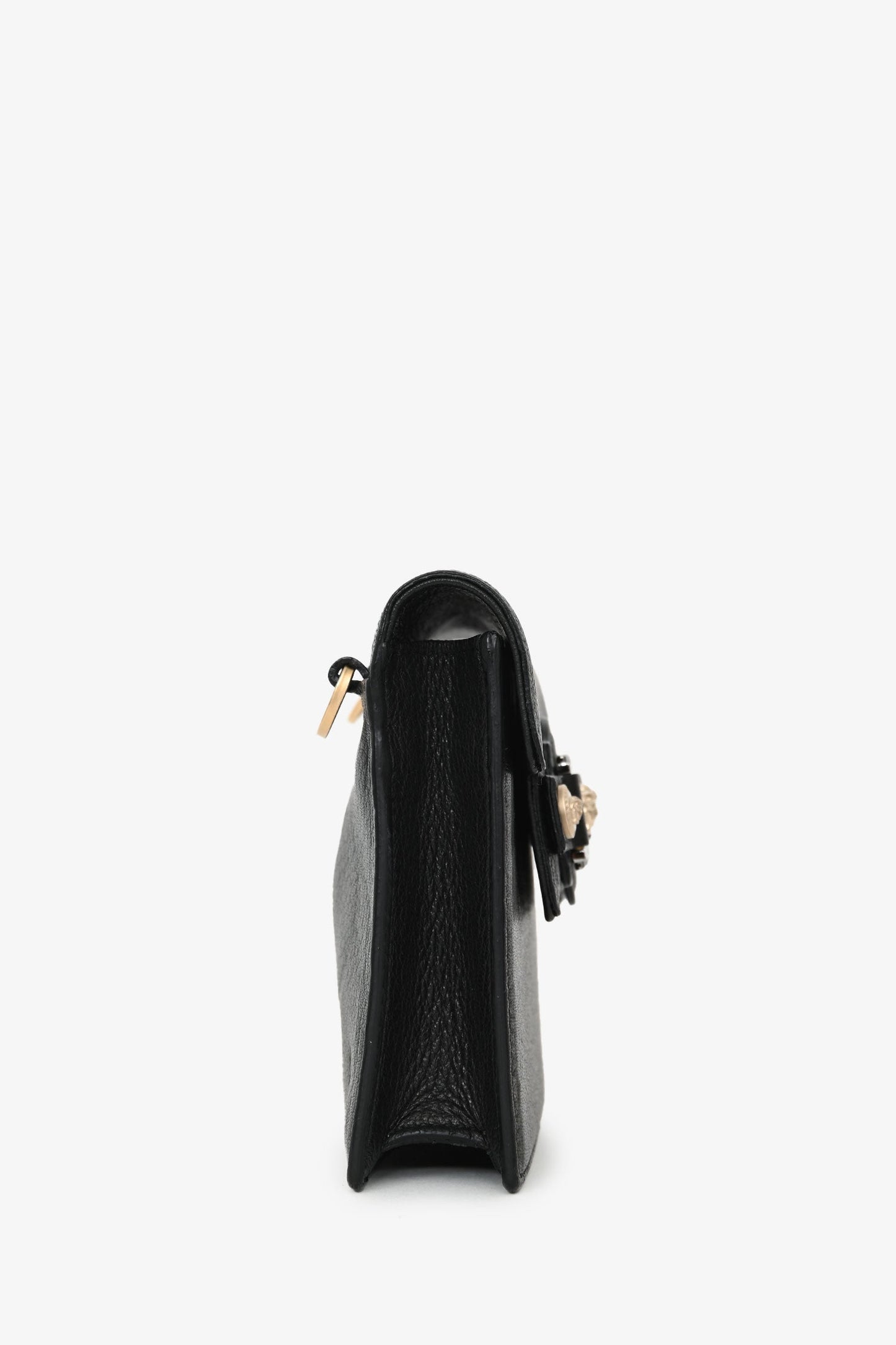 Versace Black Leather Medusa Flap Crossbody Bag