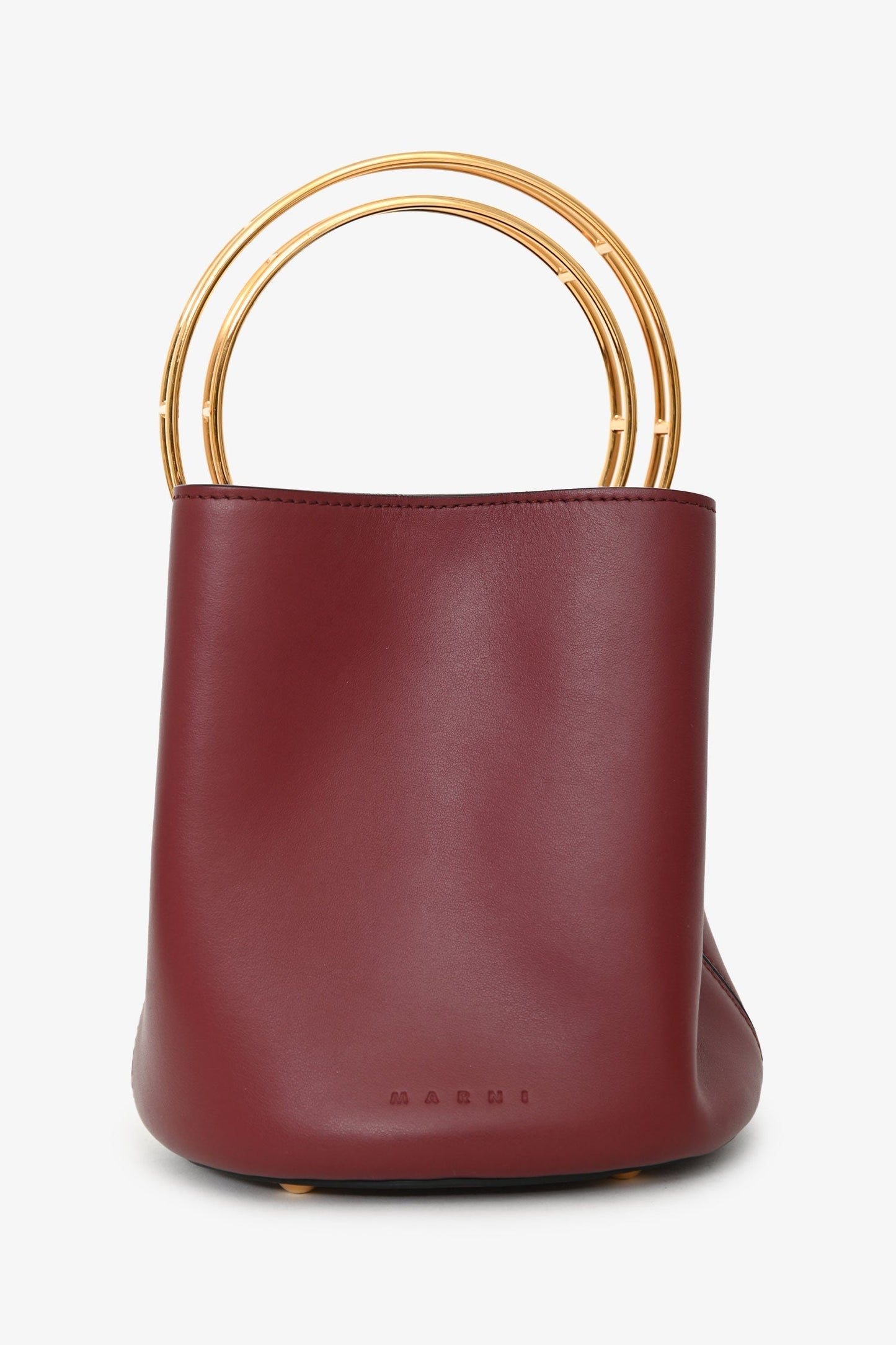 Marni Burgundy Leather Pannier Handle Bucket Bag